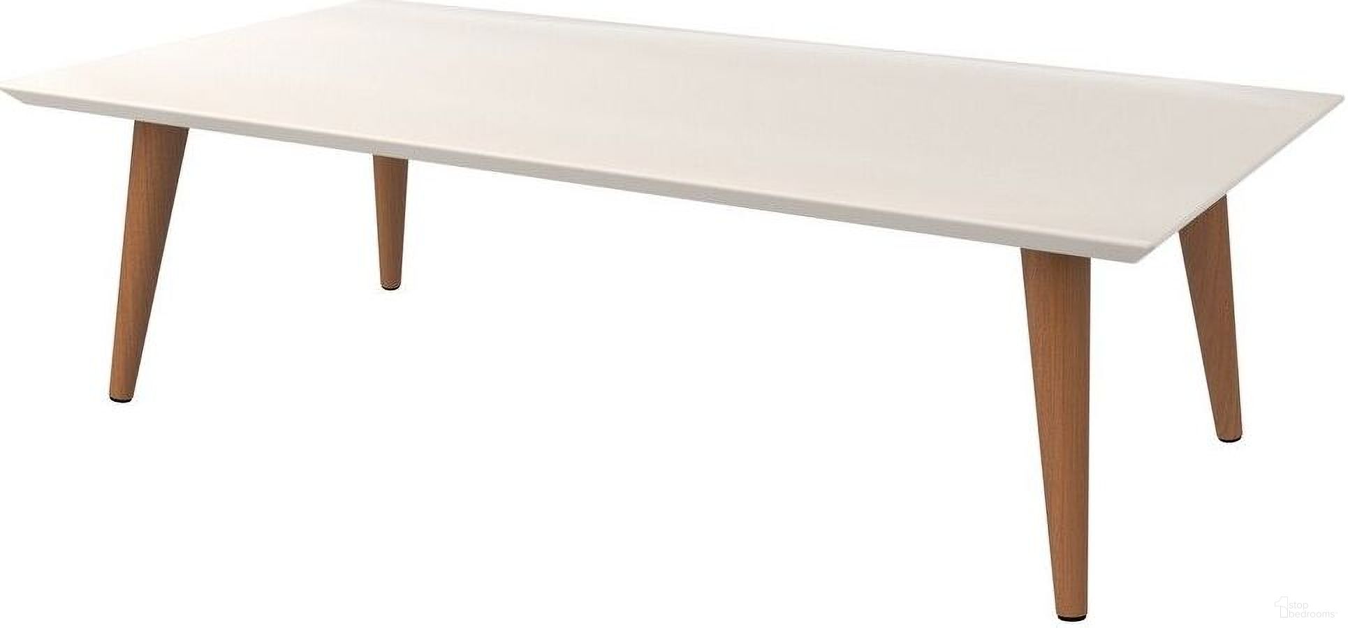 Utopia 11.81 Inch High Rectangle Coffee Table With Splayed Legs In White Gloss