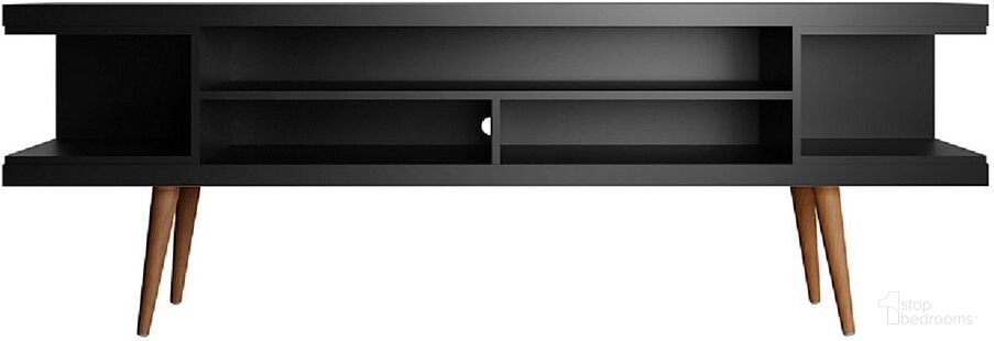 Utopia 70.47 Inch Tv Stand With Splayed Wooden Legs And 4 Shelves In Black
