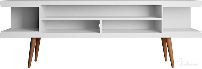 Utopia 70.47 Inch Tv Stand With Splayed Wooden Legs And 4 Shelves In White