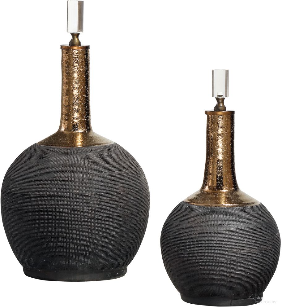 Uttermost Arnav Matte Black Bottles Set Of 2