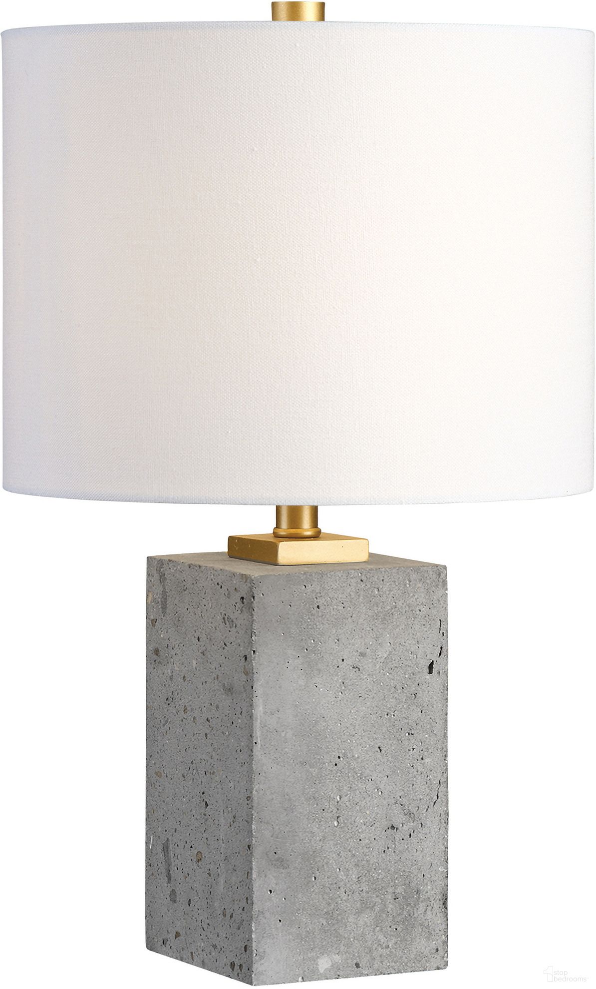 The appearance of Uttermost Drexel Concrete Block Lamp designed by Uttermost in the modern / contemporary interior design. This gray and gold piece of furniture was selected by 1StopBedrooms from Drexel Collection to add a touch of cosiness and style into your home. Sku: 29237-1. Material: Stainless Steel.