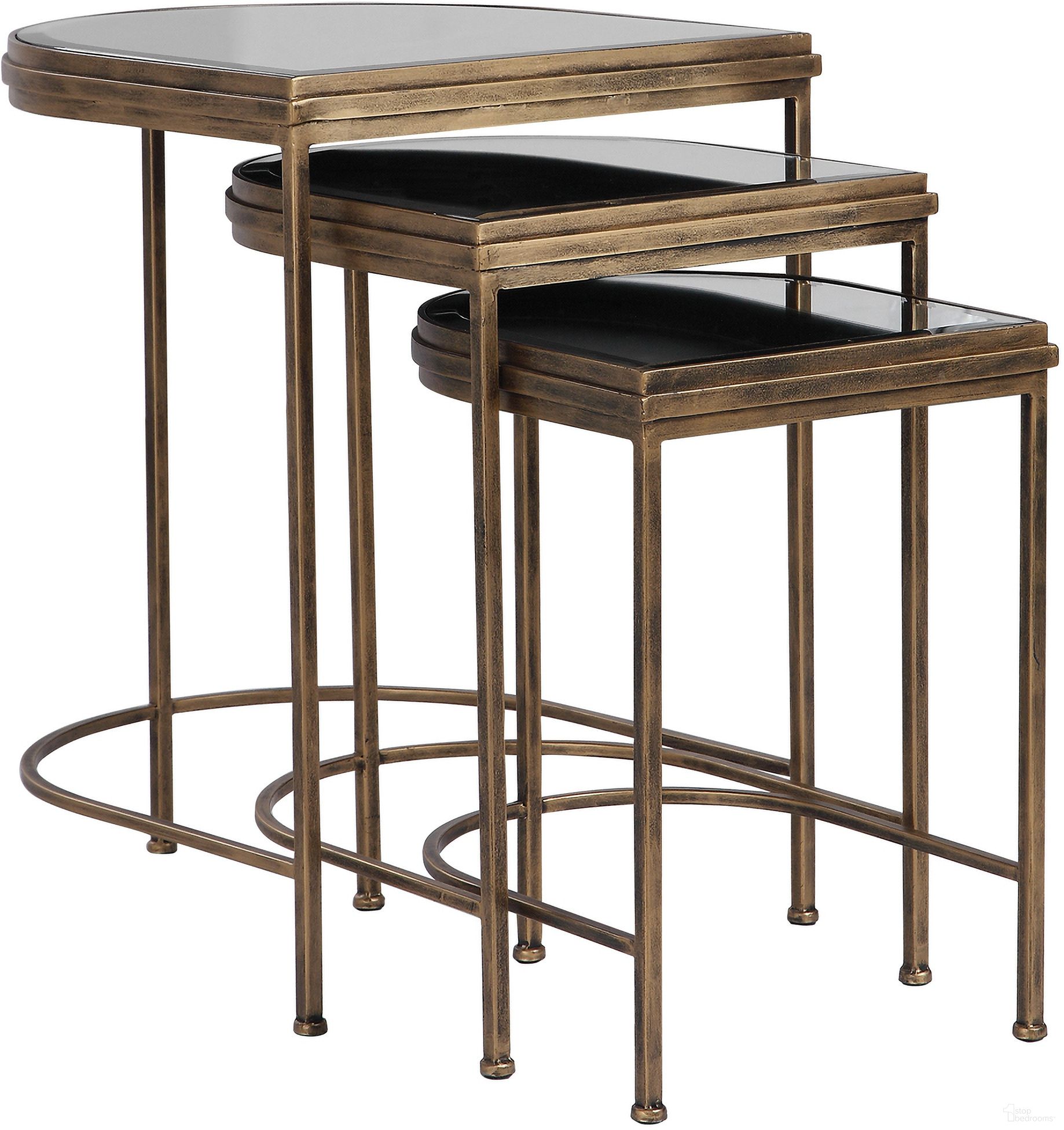 The appearance of Uttermost India Nesting Tables Set Of 3 designed by Uttermost in the modern / contemporary interior design. This gold piece of furniture was selected by 1StopBedrooms from India Collection to add a touch of cosiness and style into your home. Sku: 24908. Material: Metal.