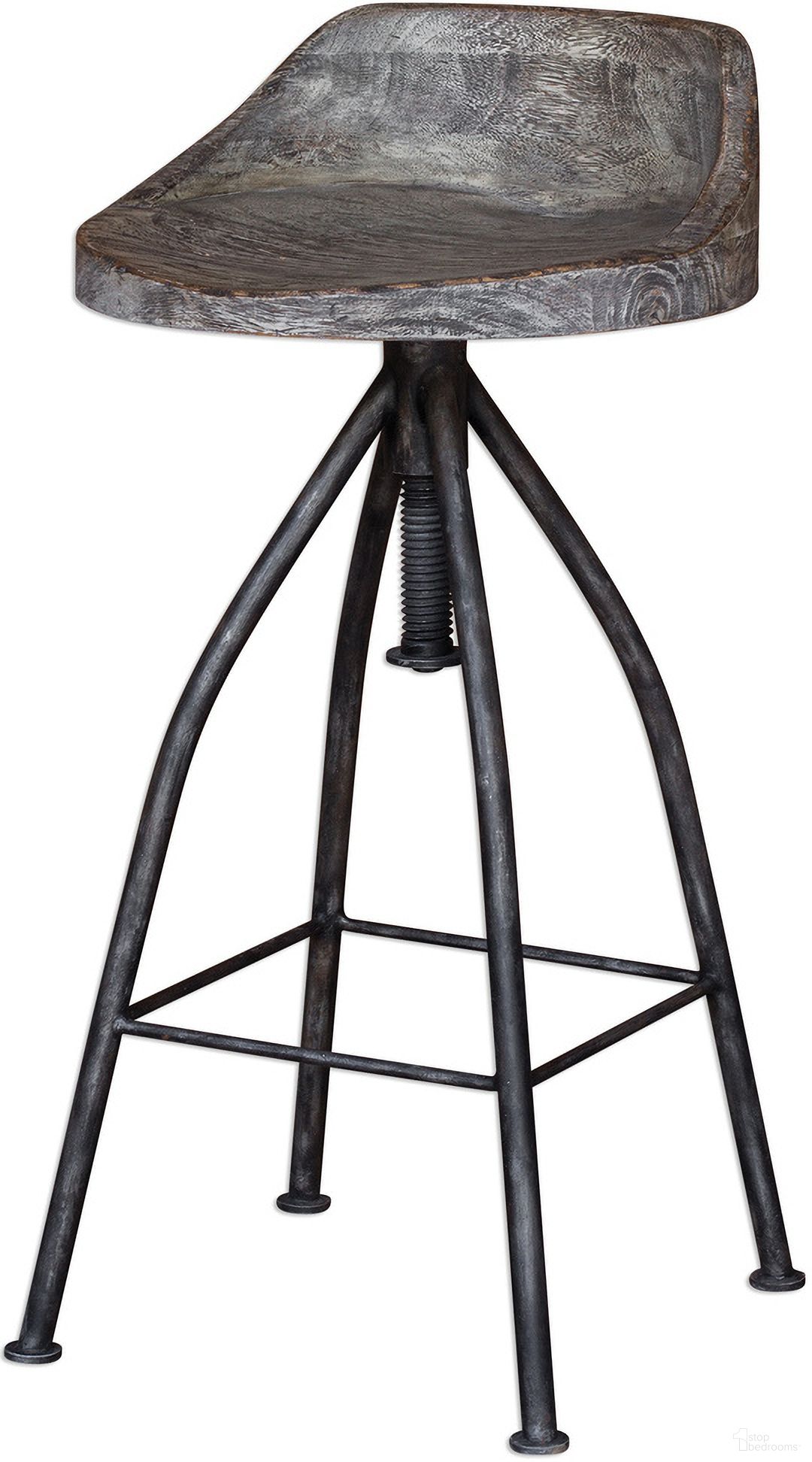 The appearance of Uttermost Kairu Wooden Bar Stool designed by Uttermost in the modern / contemporary interior design. This gray piece of furniture was selected by 1StopBedrooms from Kairu Collection to add a touch of cosiness and style into your home. Sku: 25726. Material: Iron.