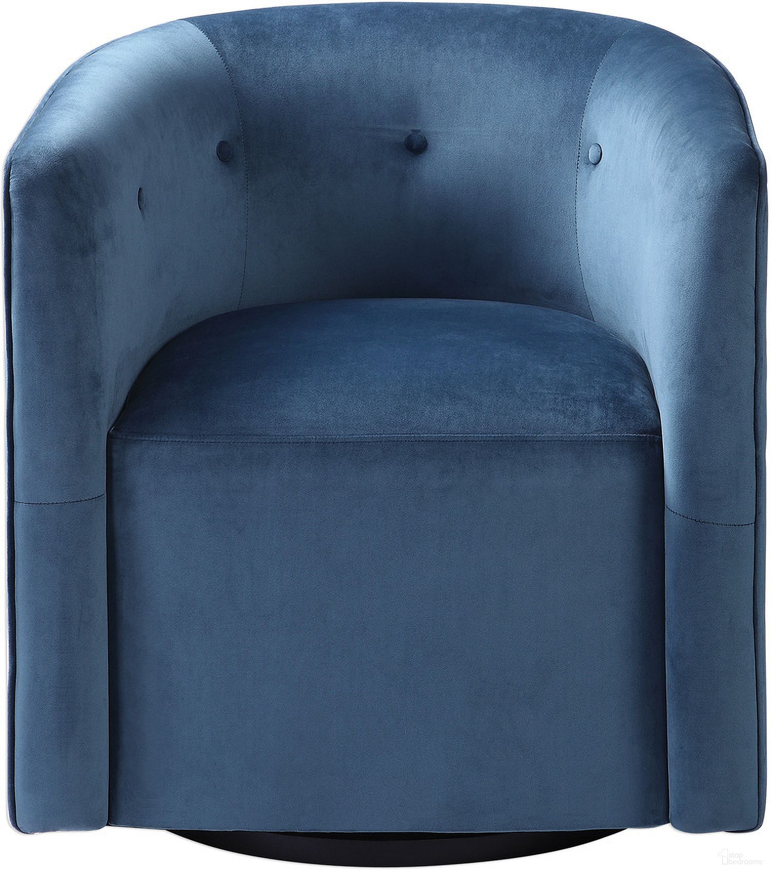 The appearance of Uttermost Mallorie Blue Swivel Chair designed by Uttermost in the modern / contemporary interior design. This blue piece of furniture was selected by 1StopBedrooms from Mallorie Collection to add a touch of cosiness and style into your home. Sku: 23491. Material: Wood.