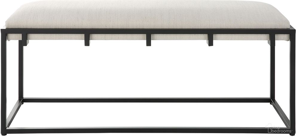 The appearance of Uttermost Paradox Iron And Fabric Bench designed by Uttermost in the modern / contemporary interior design. This black piece of furniture  was selected by 1StopBedrooms from Paradox Collection to add a touch of cosiness and style into your home. Sku: 23674. Material: MDF.