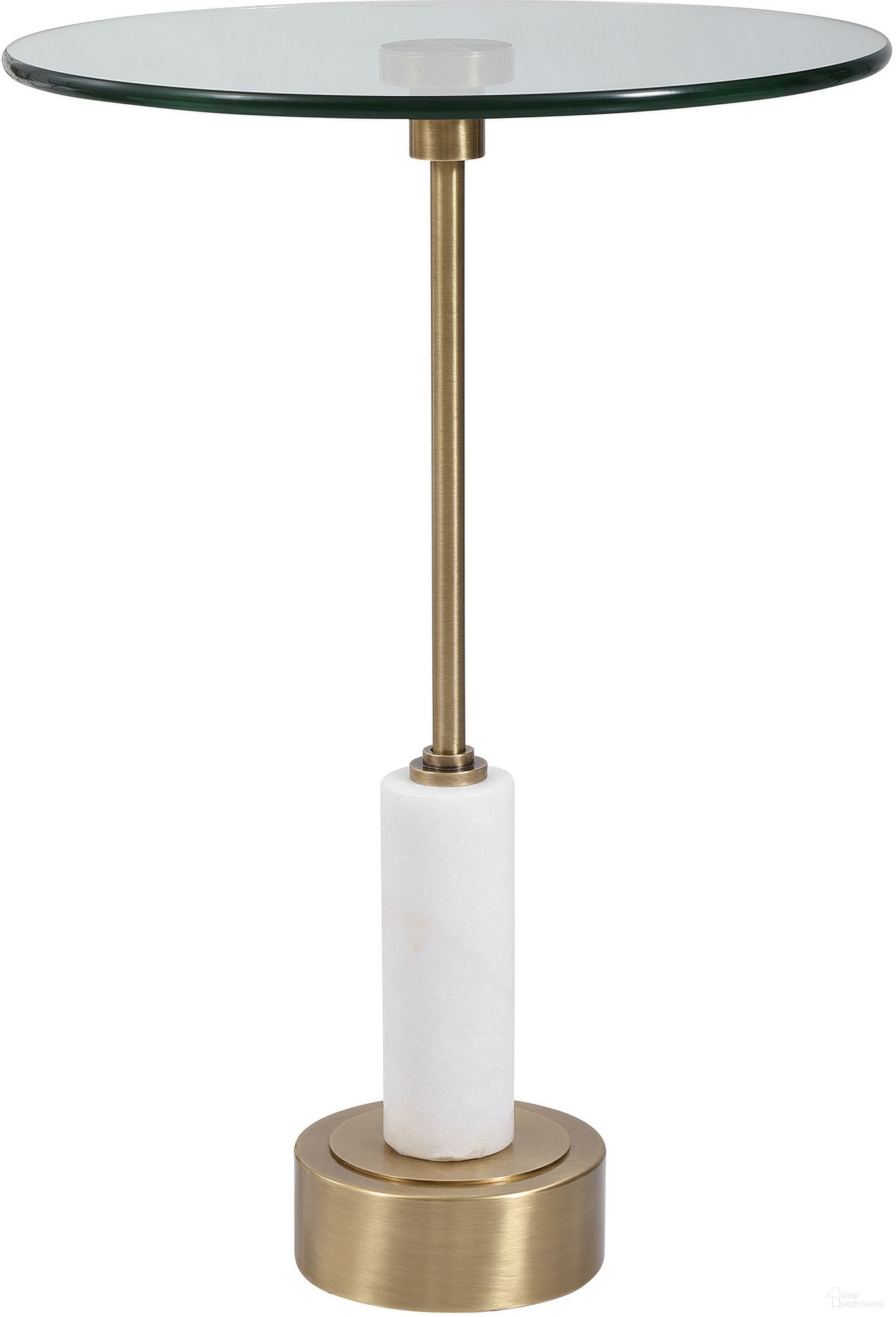 The appearance of Uttermost Portsmouth Round Accent Table designed by Uttermost in the traditional interior design. This brass piece of furniture  was selected by 1StopBedrooms from Portsmouth Collection to add a touch of cosiness and style into your home. Sku: 25130. Material: Iron.