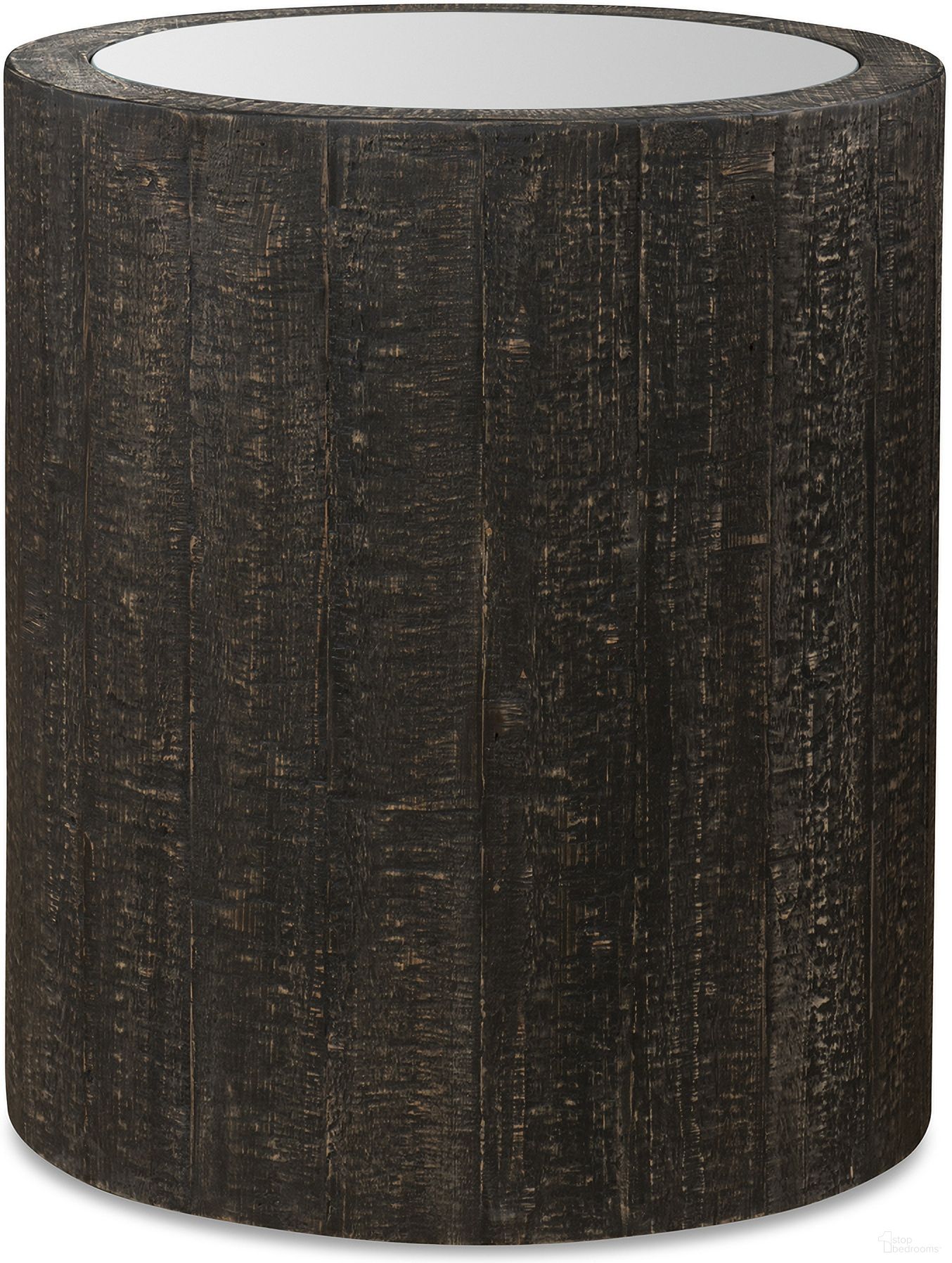 The appearance of Uttermost Sequoia Mirrored Drum Table designed by Uttermost in the country / farmhouse interior design. This dark walnut piece of furniture  was selected by 1StopBedrooms from Sequoia Collection to add a touch of cosiness and style into your home. Sku: 25289. Material: Wood.
