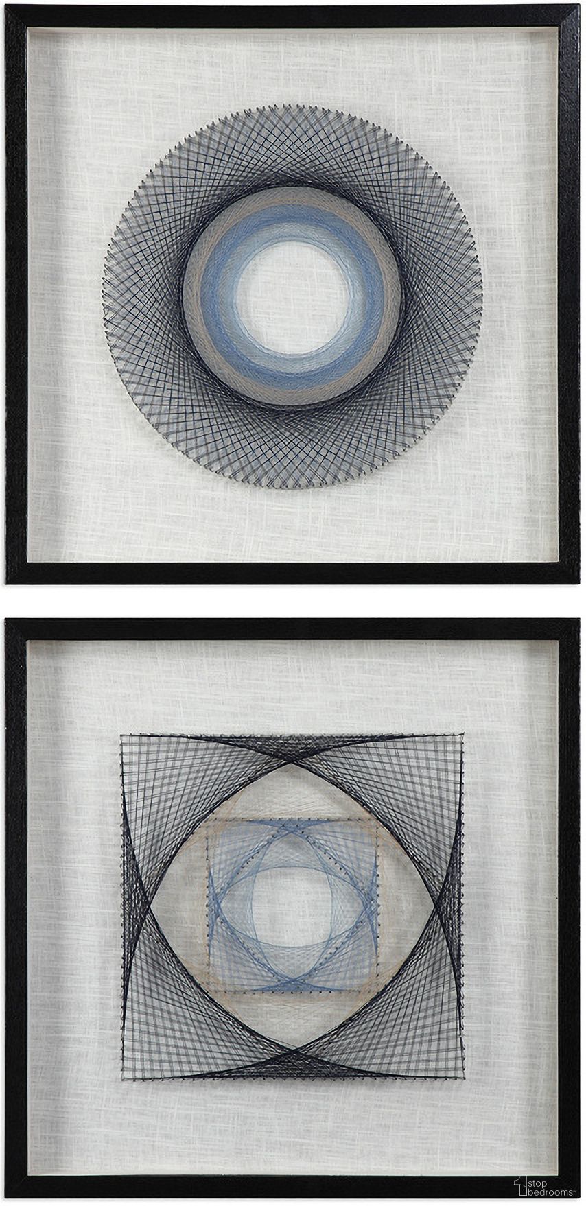 The appearance of Uttermost String Duet Geometric Art Set Of 2 designed by Uttermost in the modern / contemporary interior design. This black piece of furniture  was selected by 1StopBedrooms from String Duet Collection to add a touch of cosiness and style into your home. Sku: 04111. Material: Glass.