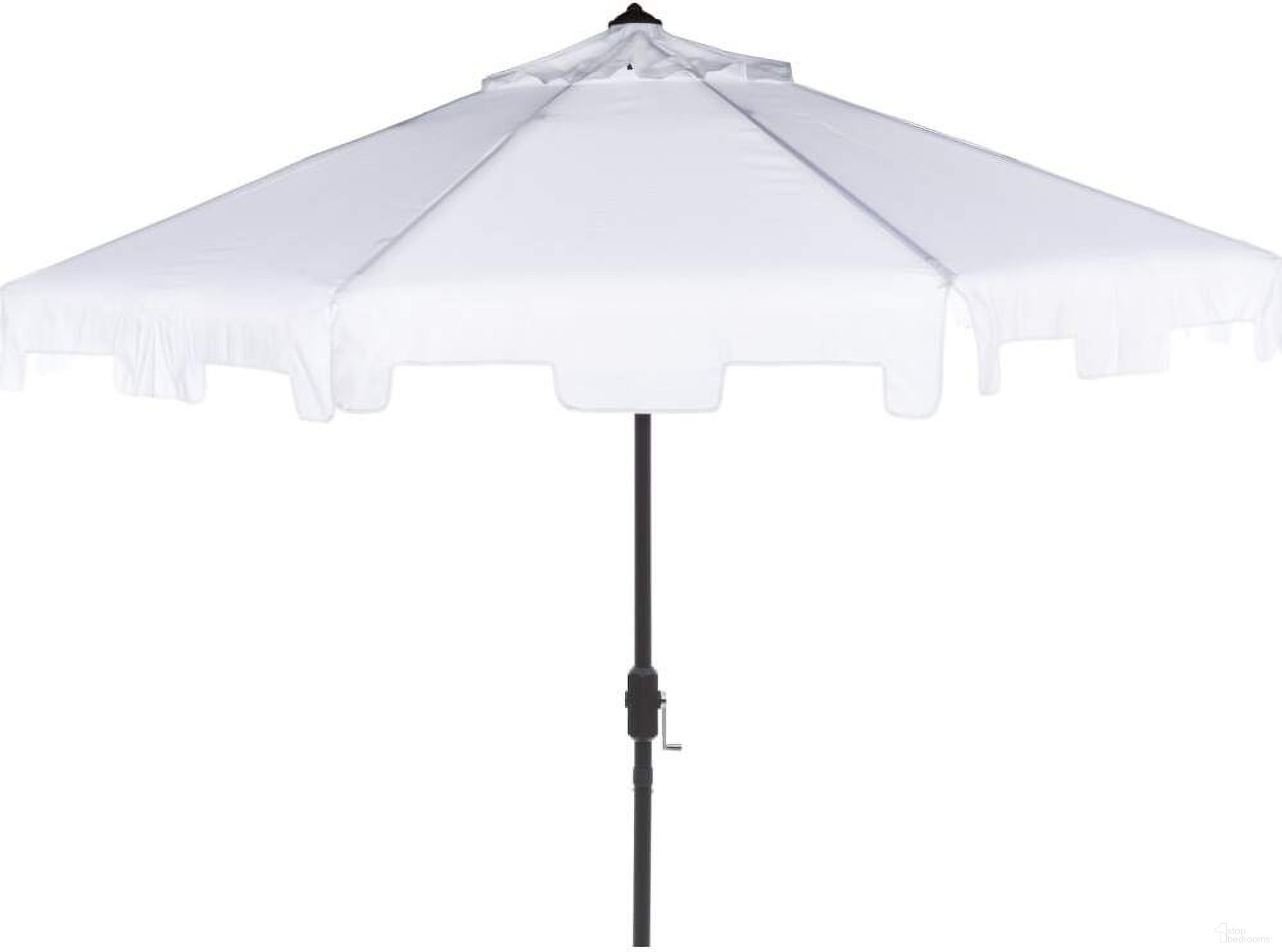 Uv White Resistant Zimmerman 9 Ft Crank Market Push Button Tilt Umbrella With Flap