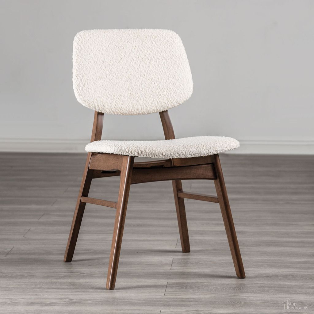 The appearance of Uzwil Side Chair Set of 2 In Walnut and Beige designed by Furniture of America in the modern / contemporary interior design. This walnut and beige piece of furniture  was selected by 1StopBedrooms from Uzwil Collection to add a touch of cosiness and style into your home. Sku: FM3214WN-SC-2PK. Material: Boucle. Chair Type: Side Chair.