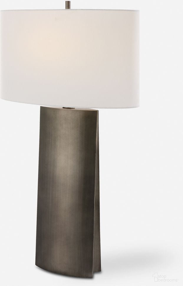 V Groove Table Lamp In Brown