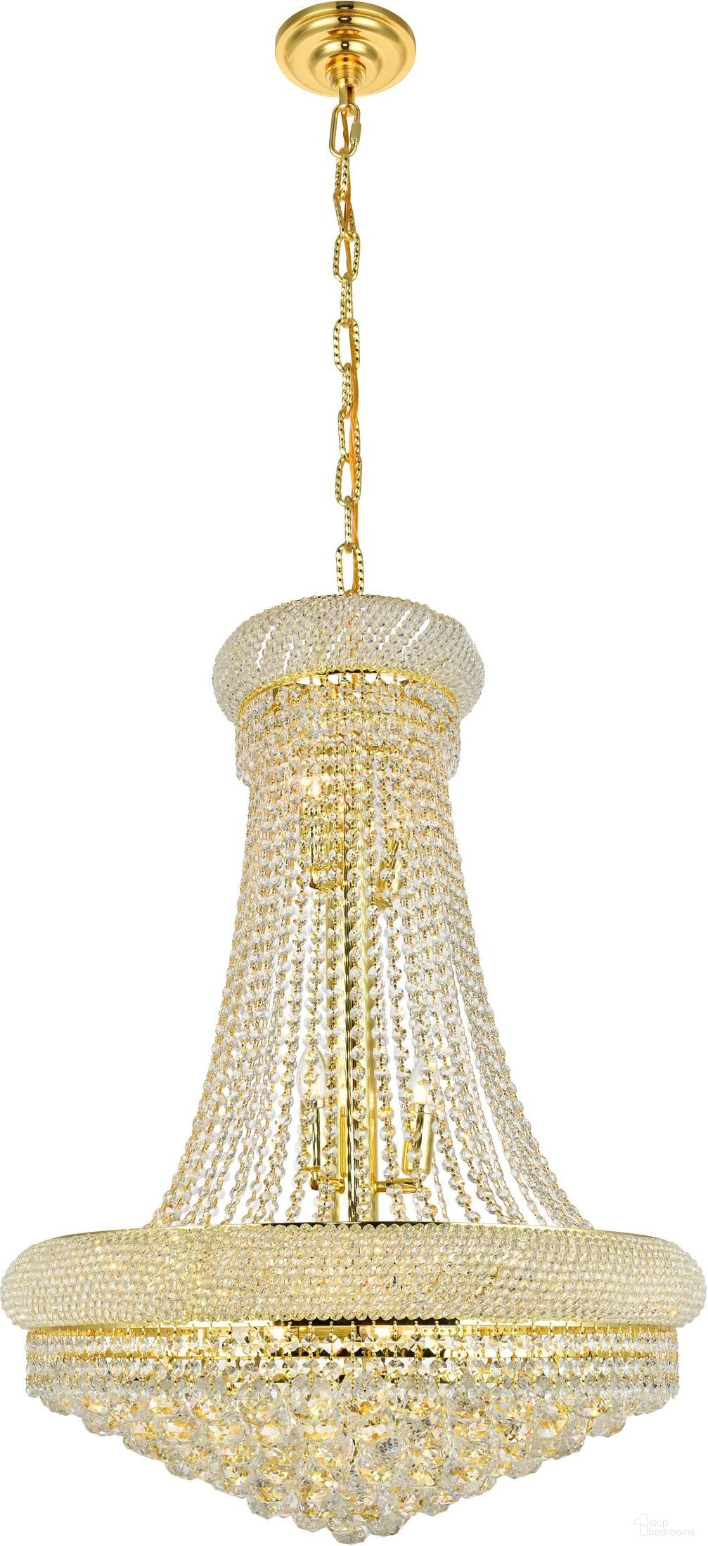 Primo 28" Gold 14 Light Chandelier With Clear Royal Cut Crystal Trim