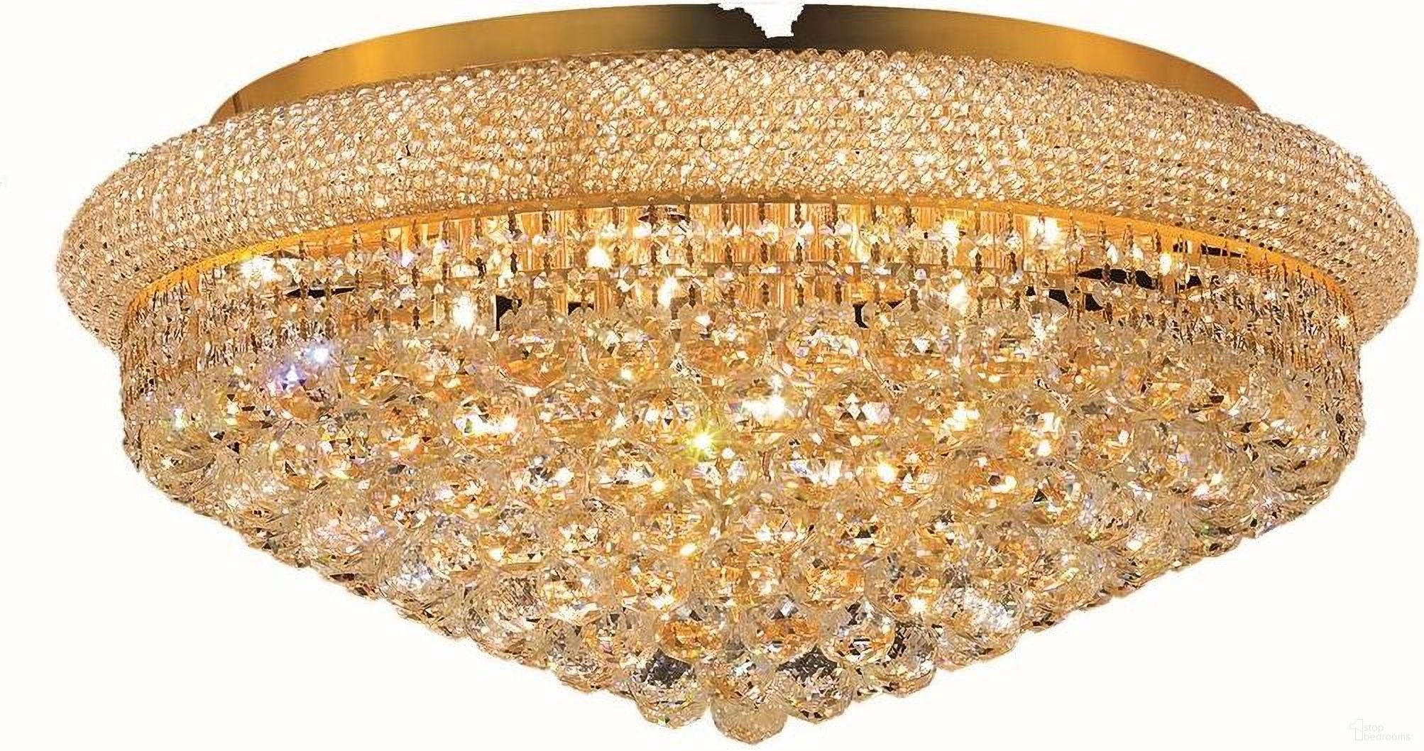 Primo 28" Gold 15 Light Flush Mount With Clear Royal Cut Crystal Trim