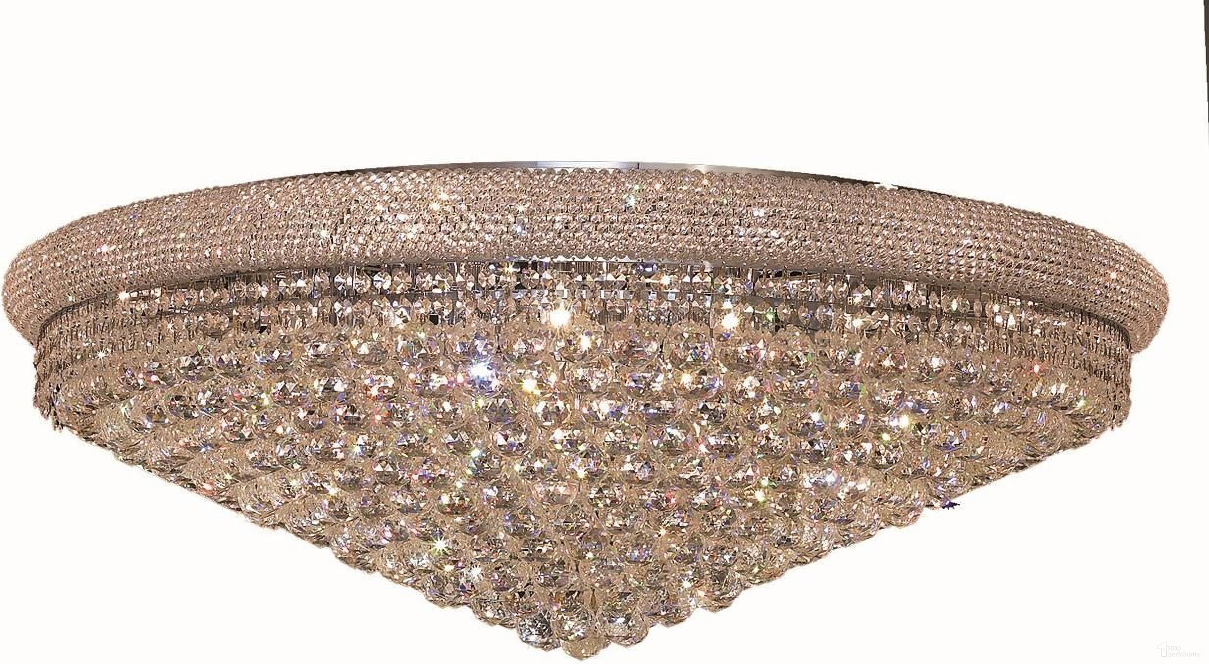 Primo 42" Chrome 30 Light Flush Mount With Clear Royal Cut Crystal Trim