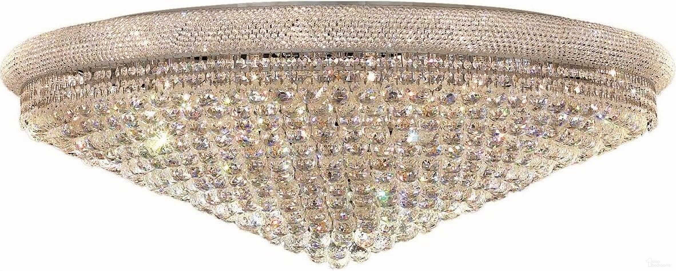 Primo 48" Chrome 33 Light Flush Mount With Clear Royal Cut Crystal Trim