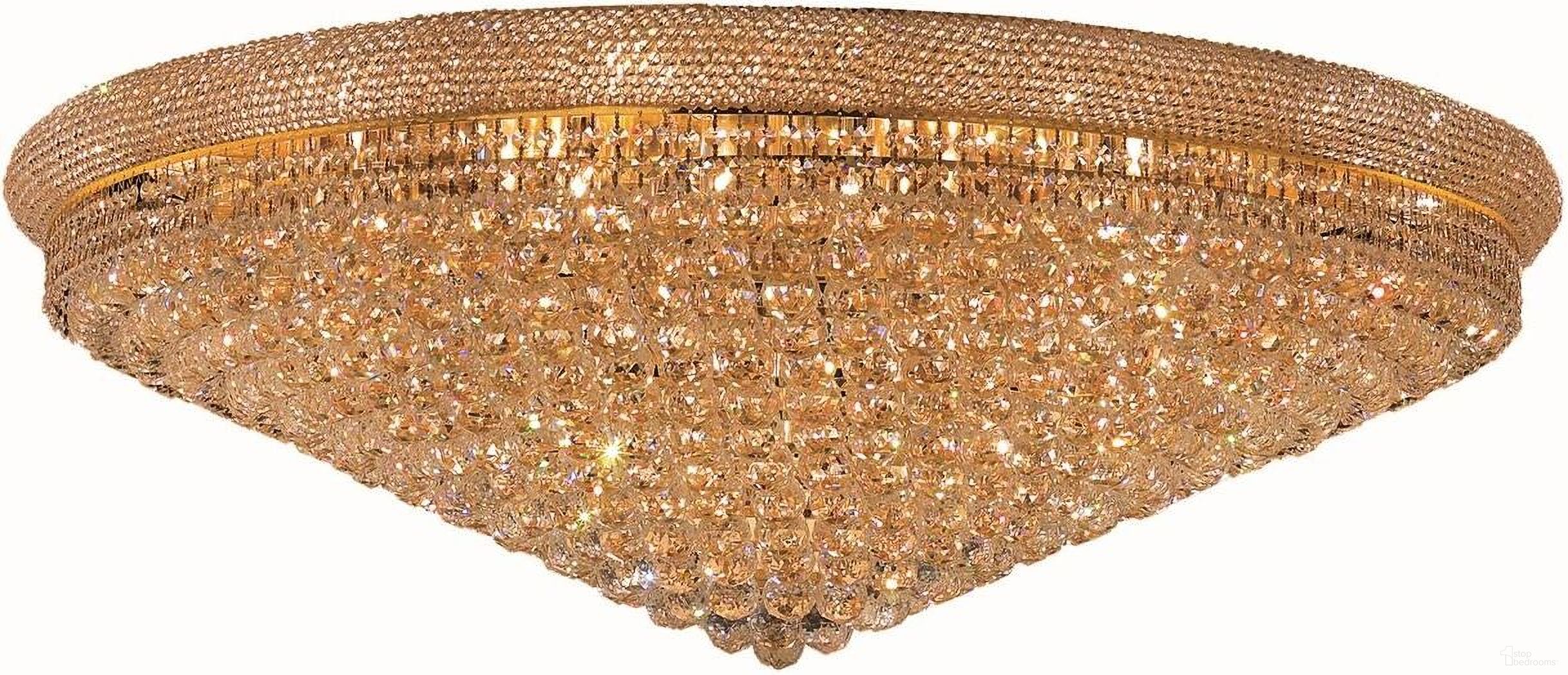 Primo 48" Gold 33 Light Flush Mount With Clear Royal Cut Crystal Trim