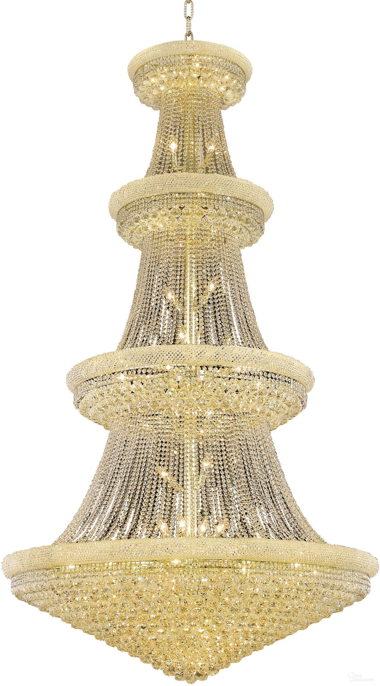 Primo 54" Gold 48 Light Chandelier With Clear Royal Cut Crystal Trim