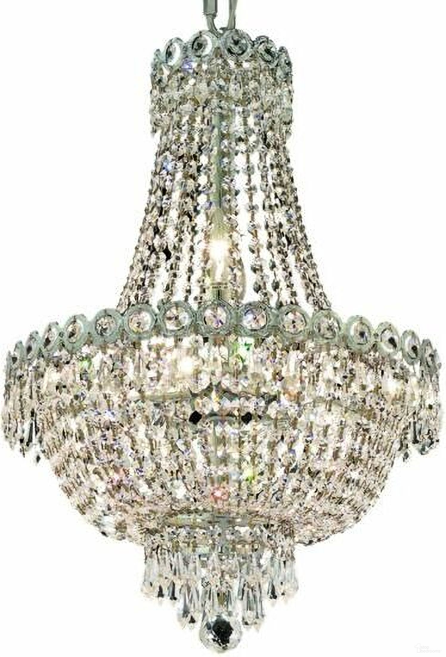 Century 16" Chrome 8 Light Pendant With Clear Royal Cut Crystal Trim