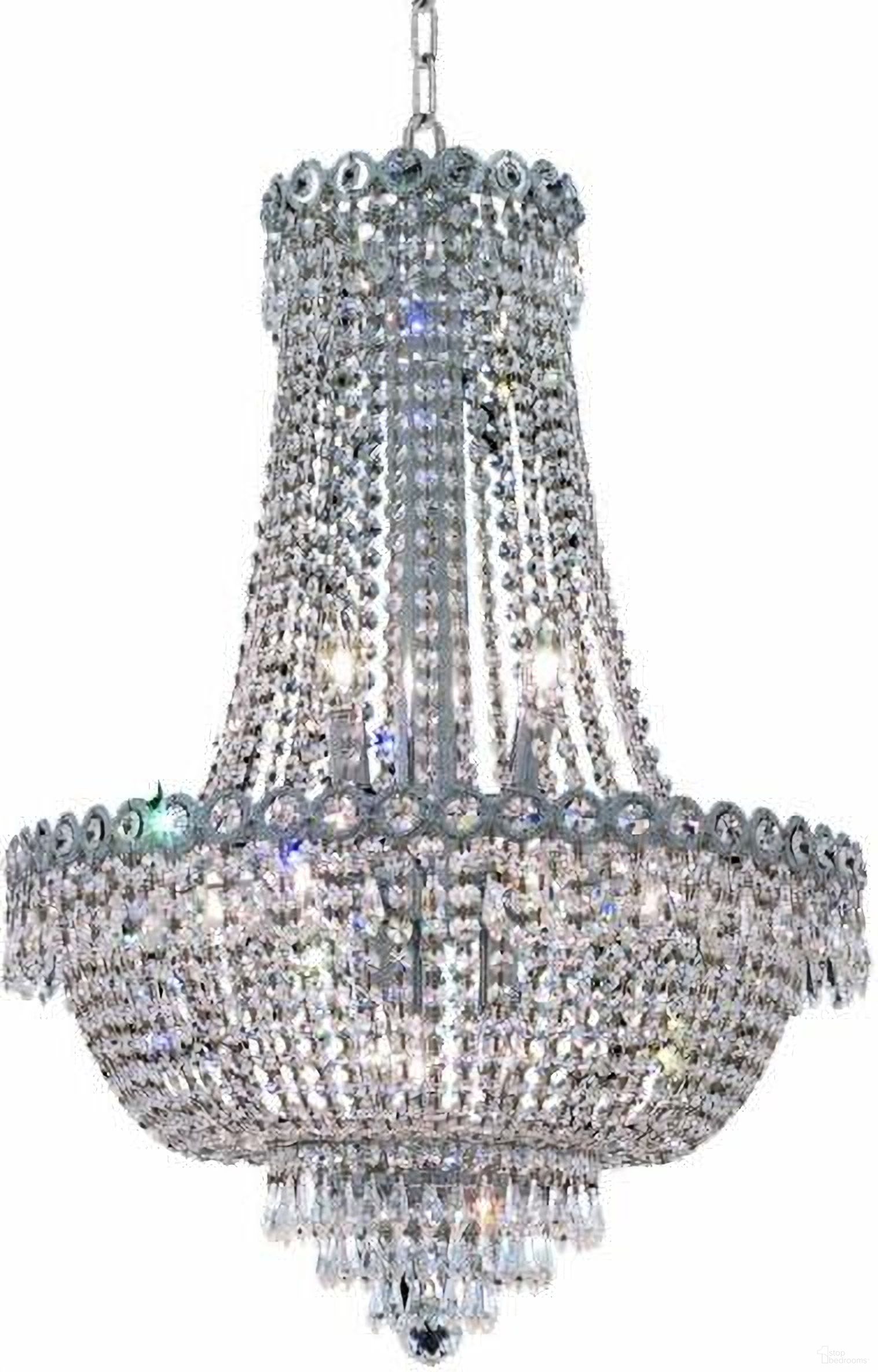 Century 20" Chrome 12 Light Chandelier With Clear Royal Cut Crystal Trim