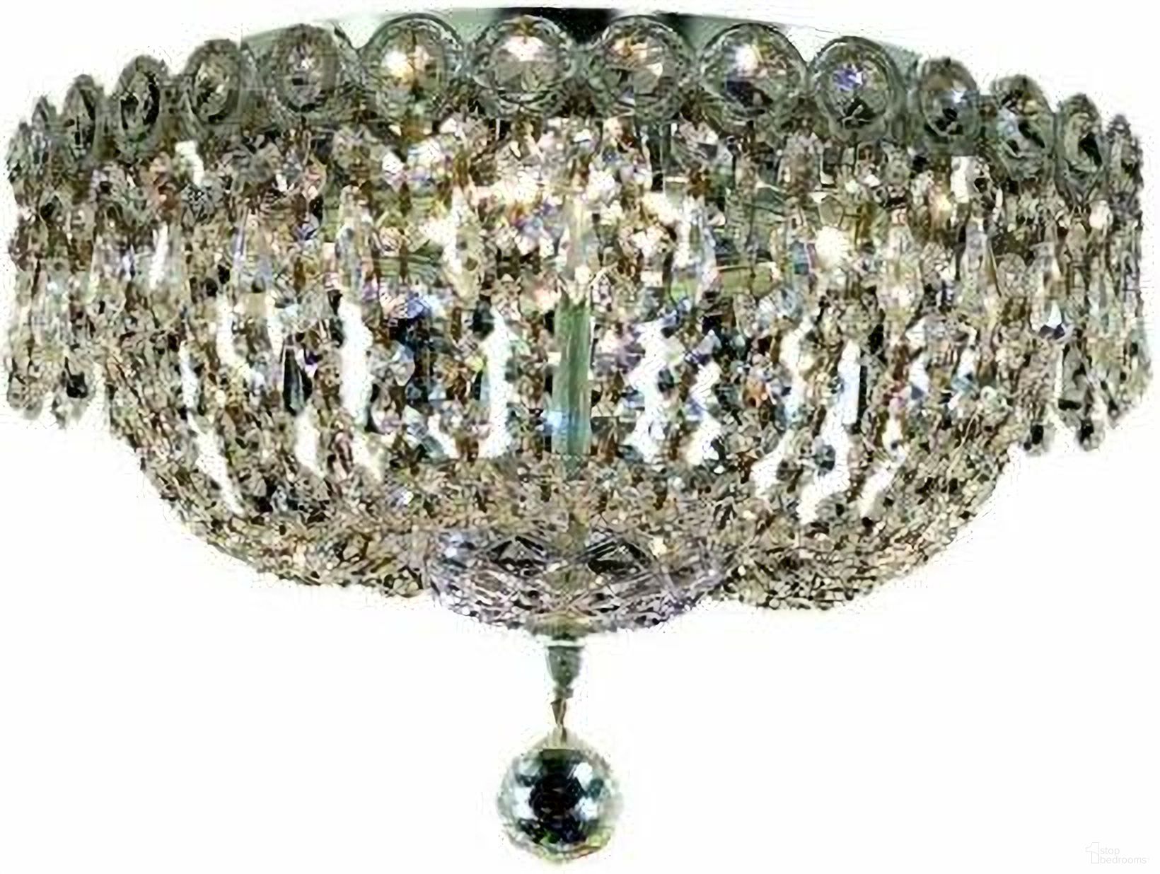 V1900F14C/RC Century 14" Chrome 4 Light Flush Mount With Clear Royal Cut Crystal Trim