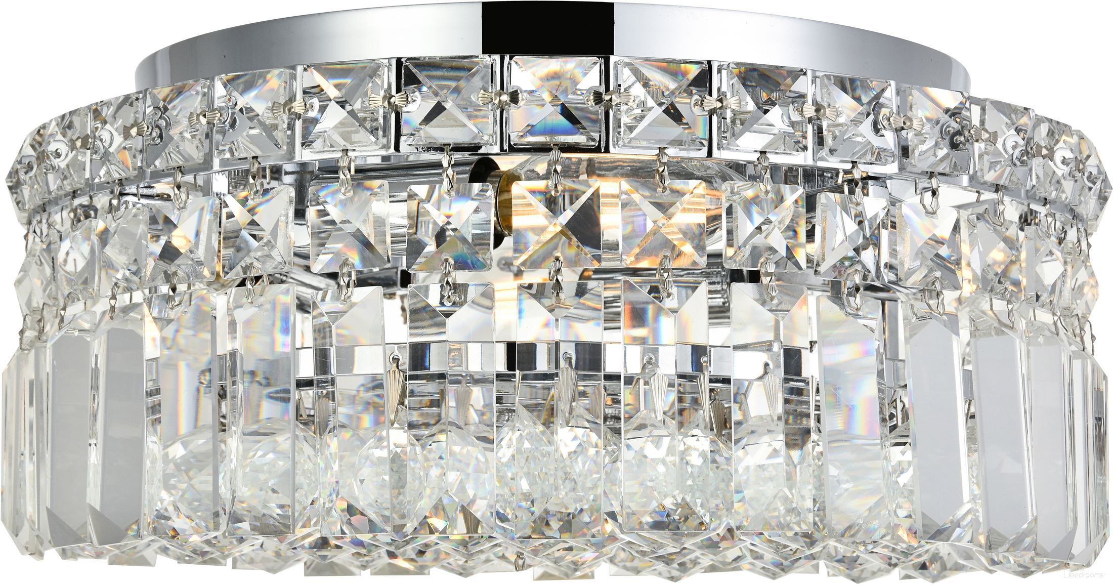 V2030F12C/RC Maxime 12" Chrome 4 Light Flush Mount With Clear Royal Cut Crystal Trim