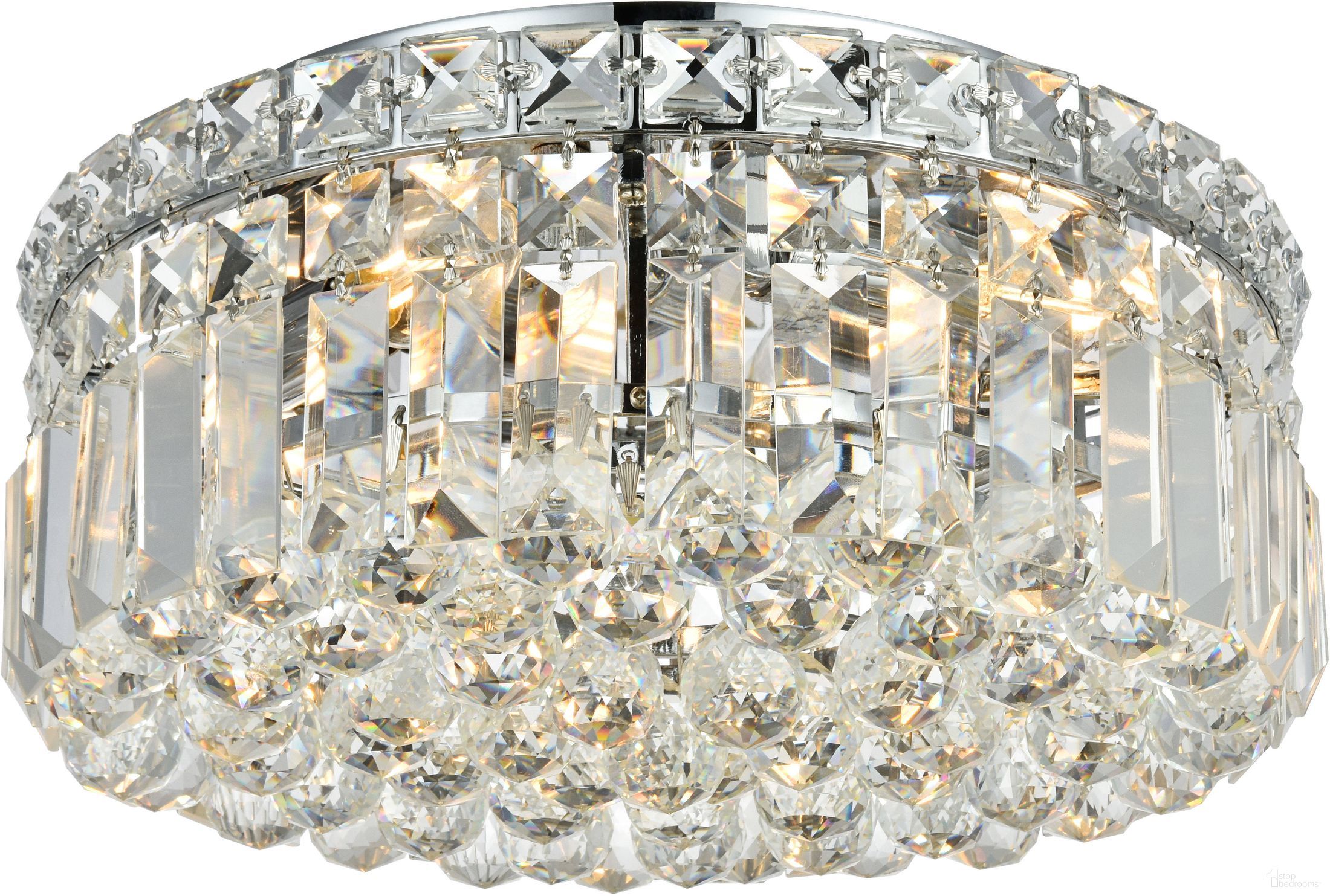 V2030F14C/RC Maxime 14" Chrome 4 Light Flush Mount With Clear Royal Cut Crystal Trim