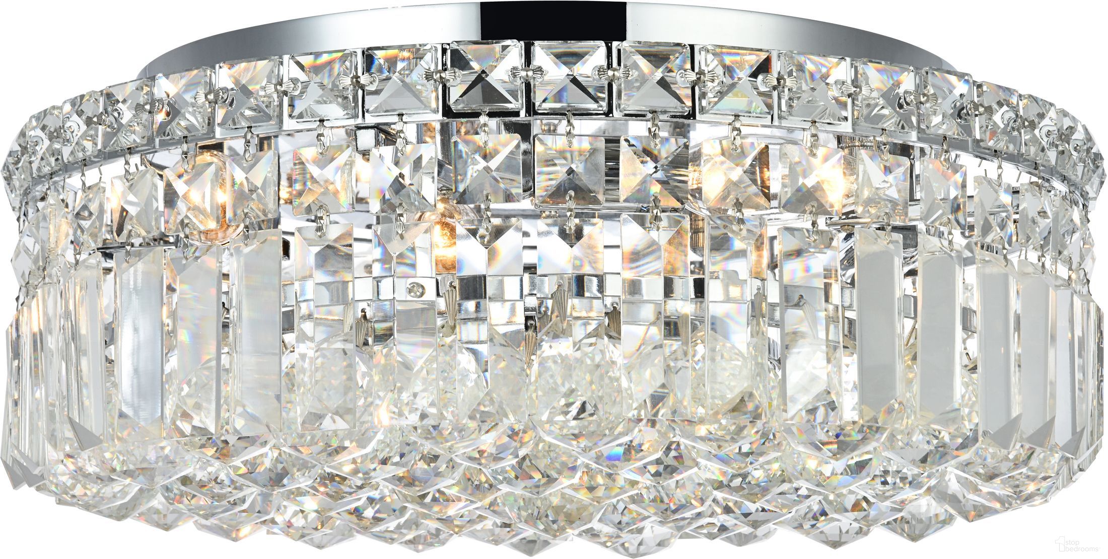 V2030F16C/RC Maxime 16" Chrome 5 Light Flush Mount With Clear Royal Cut Crystal Trim
