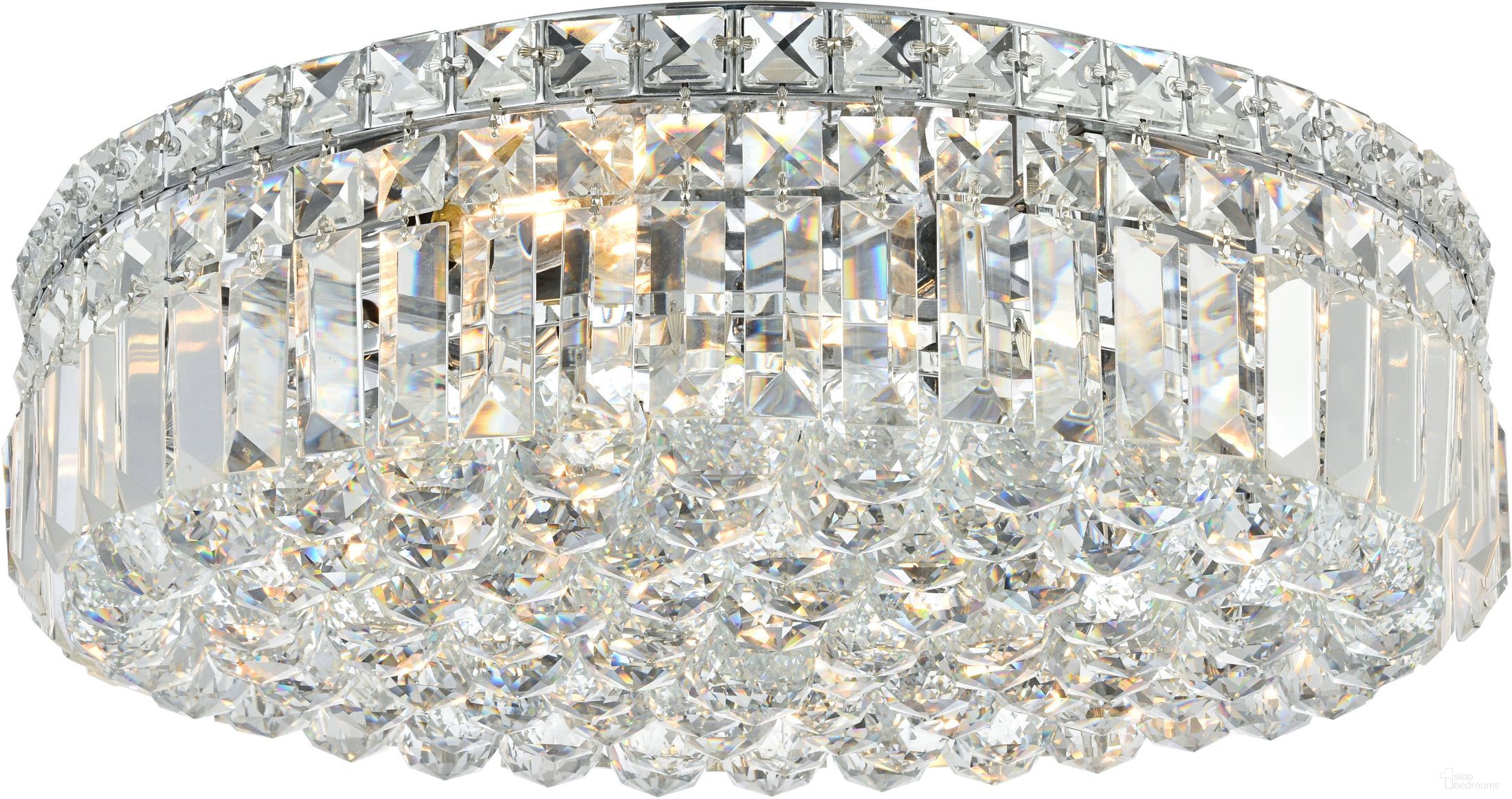 V2030F20C/RC Maxime 20" Chrome 6 Light Flush Mount With Clear Royal Cut Crystal Trim