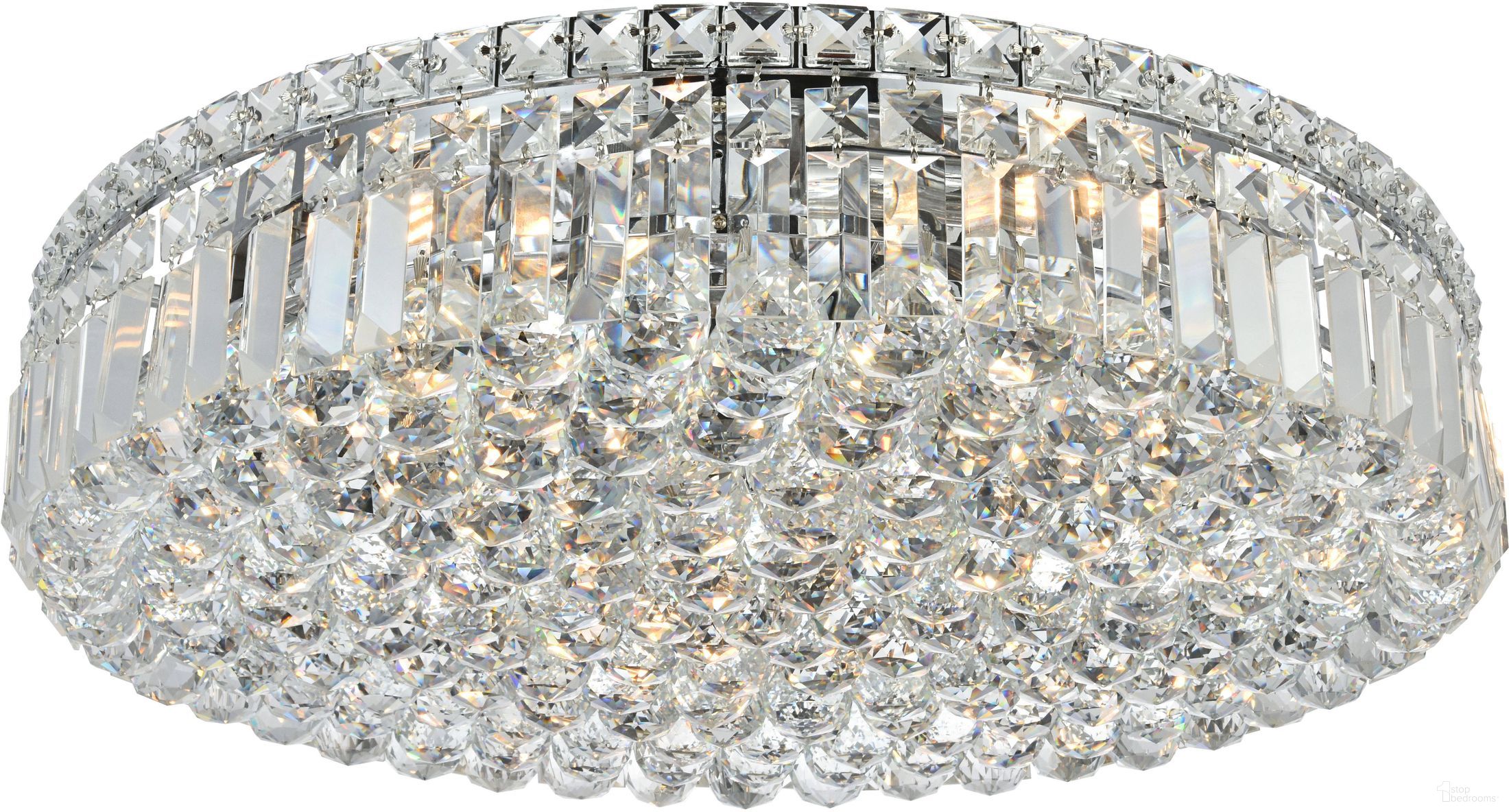 V2030F24C/RC Maxime 24" Chrome 9 Light Flush Mount With Clear Royal Cut Crystal Trim