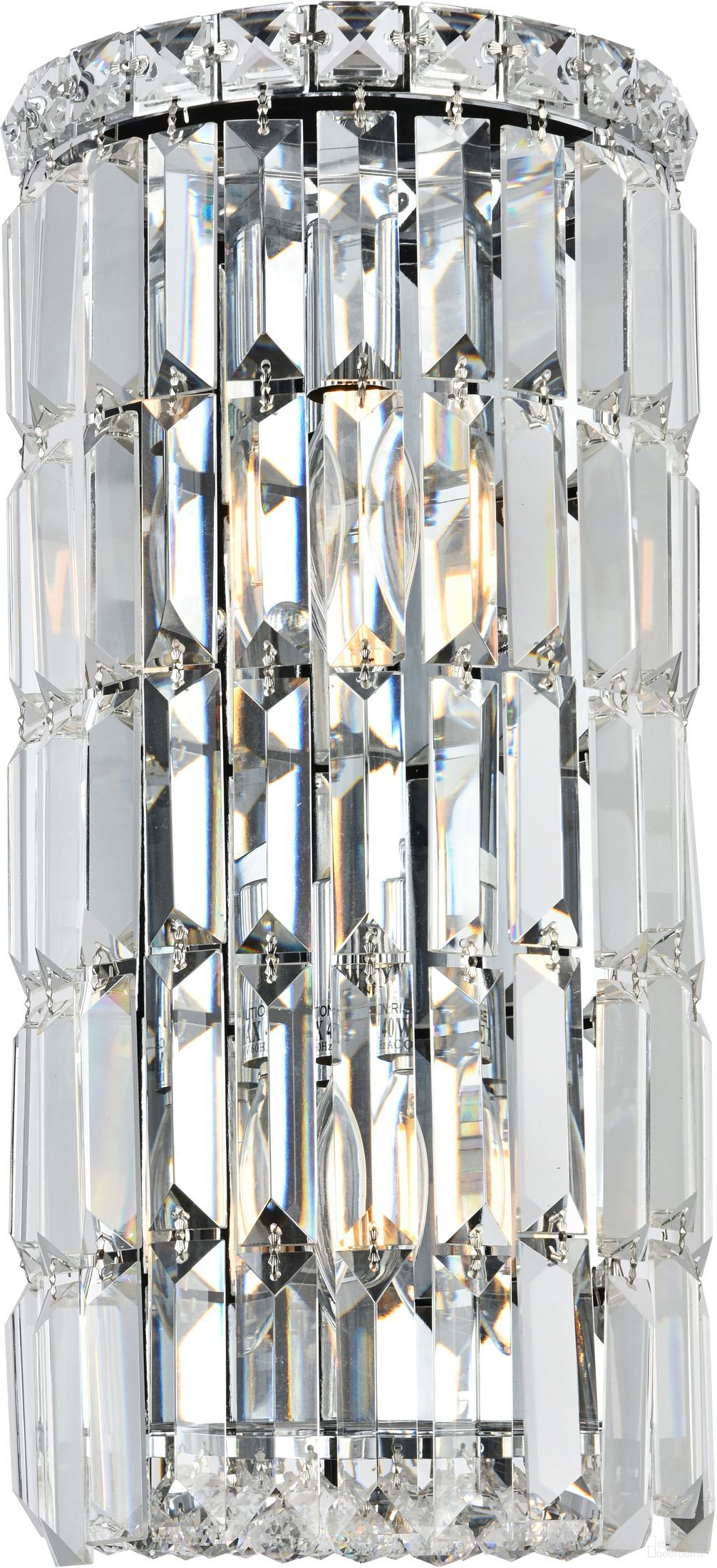 V2030W8C/RC Maxime 8" Chrome 2 Light Wall Sconce With Clear Royal Cut Crystal Trim