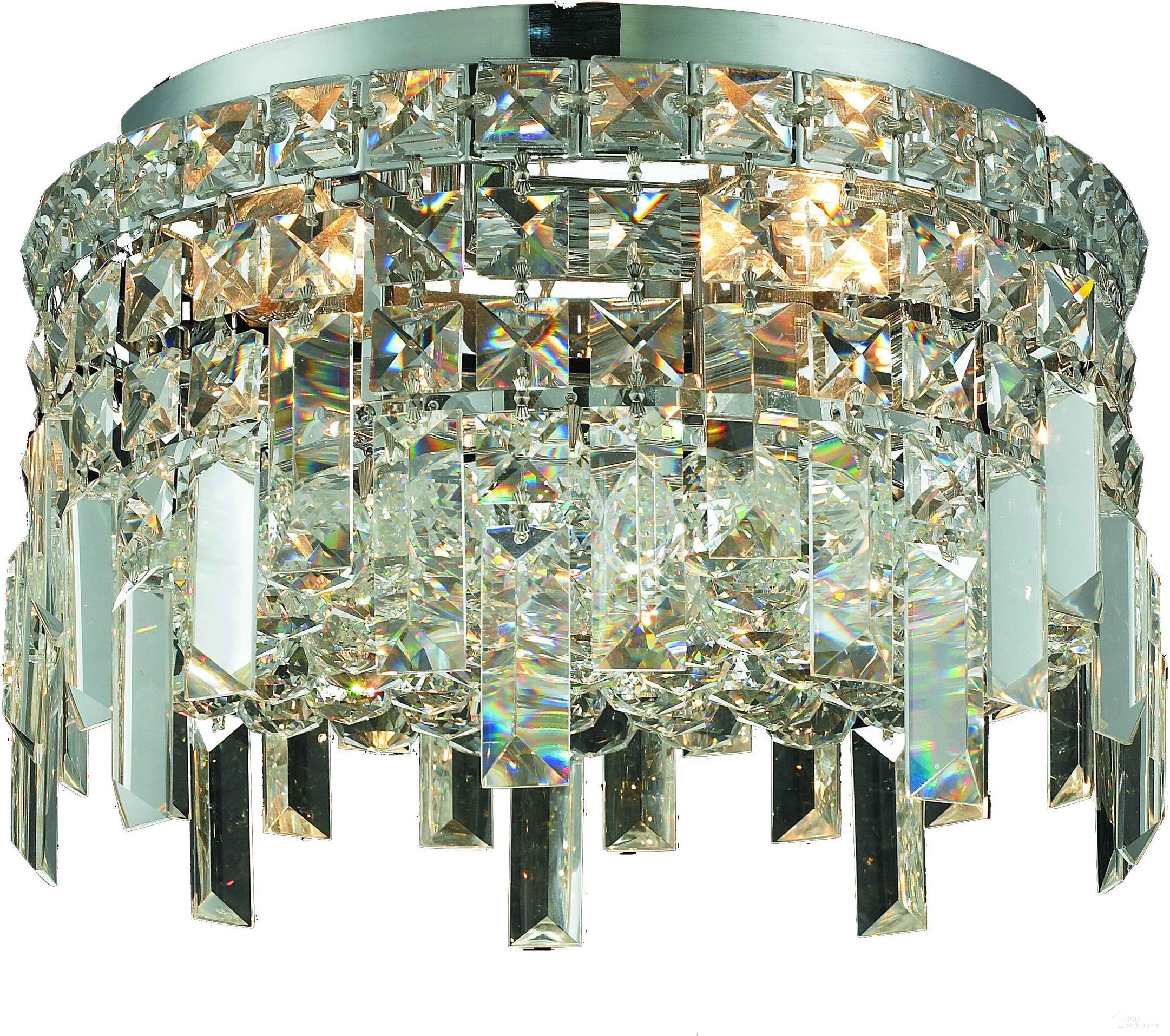 V2031F12C/RC Maxime 12" Chrome 4 Light Flush Mount With Clear Royal Cut Crystal Trim