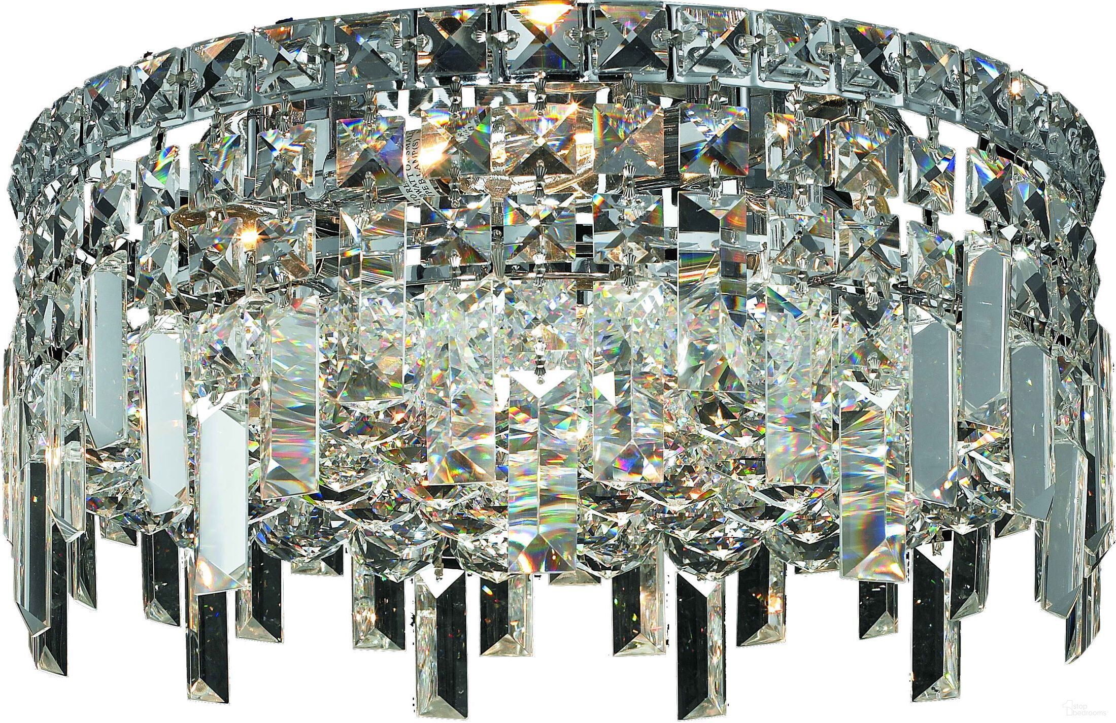 V2031F14C/RC Maxime 14" Chrome 4 Light Flush Mount With Clear Royal Cut Crystal Trim