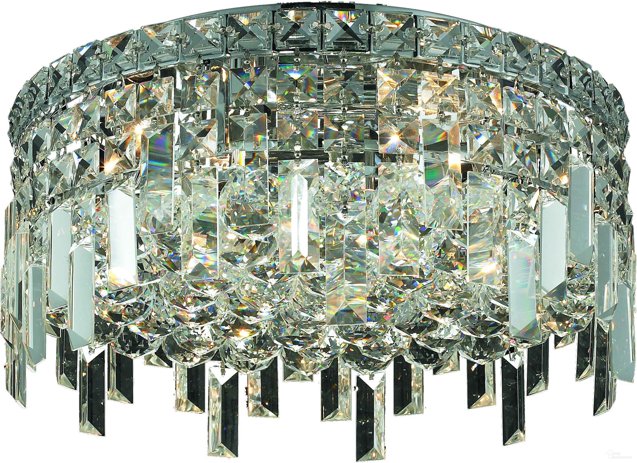 V2031F16C/RC Maxime 16" Chrome 5 Light Flush Mount With Clear Royal Cut Crystal Trim