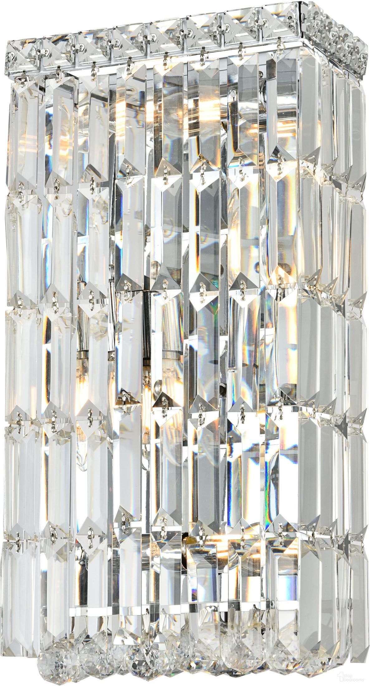 V2032W8C/RC Maxime 8" Chrome 4 Light Wall Sconce With Clear Royal Cut Crystal Trim