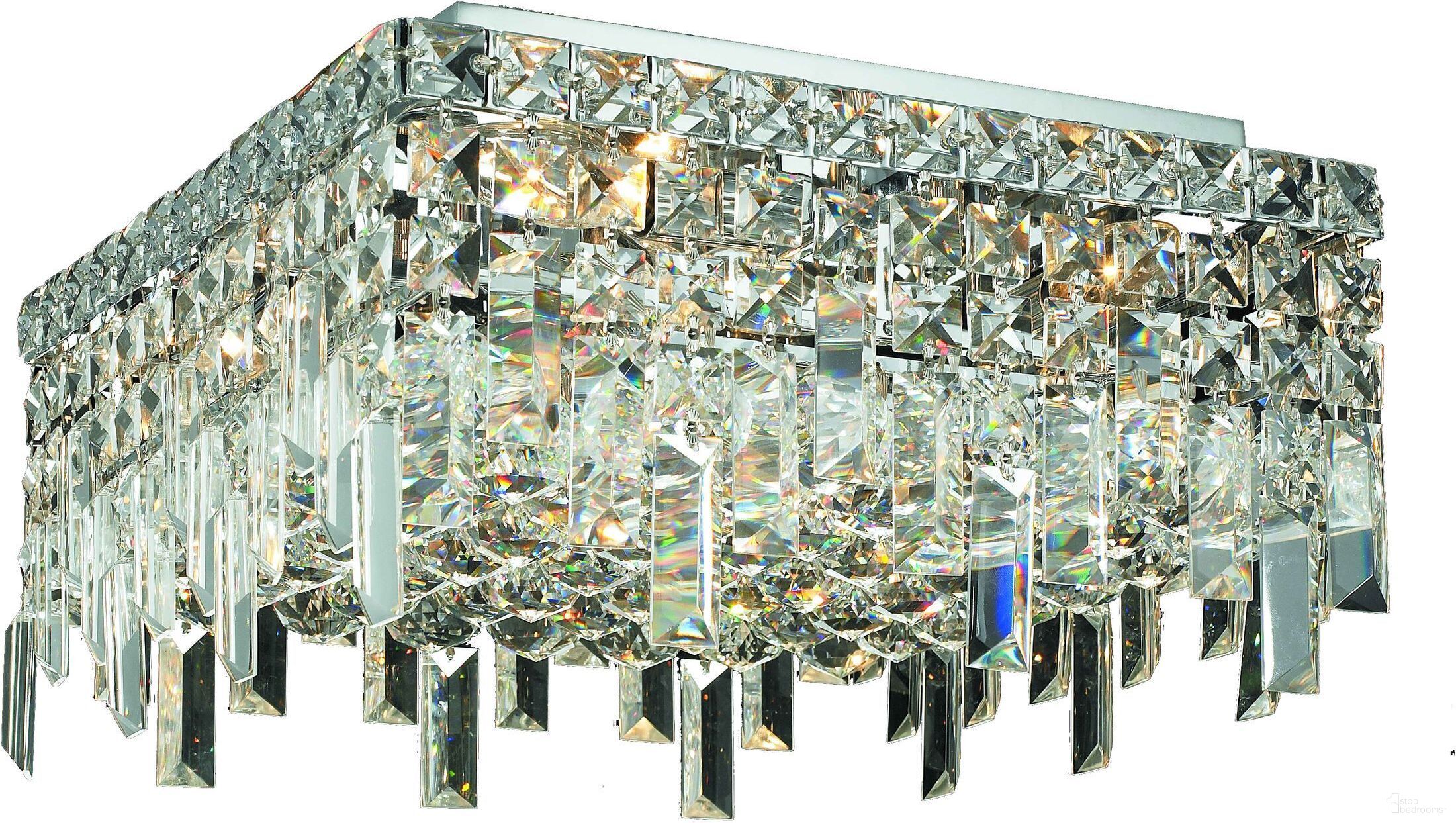V2033f12cRc Maxime 12" Chrome 4 Light Flush Mount With Clear Royal Cut Crystal Trim