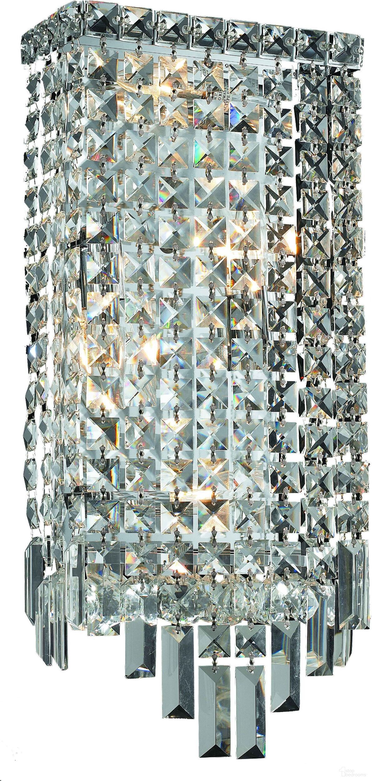 V2033W8C/RC Maxime 8" Chrome 4 Light Wall Sconce With Clear Royal Cut Crystal Trim