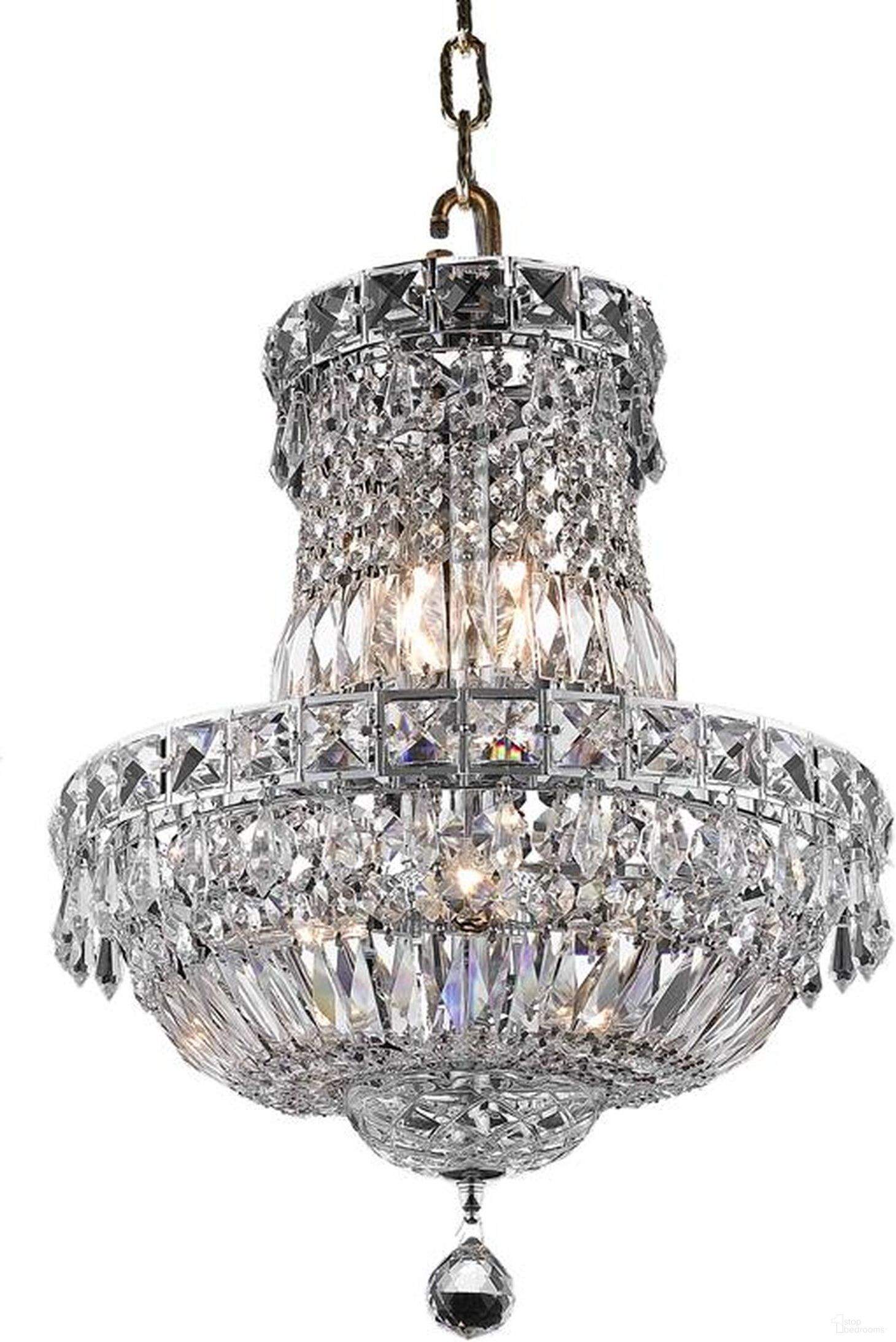 Tranquil 14" Chrome 6 Light Pendant With Clear Royal Cut Crystal Trim