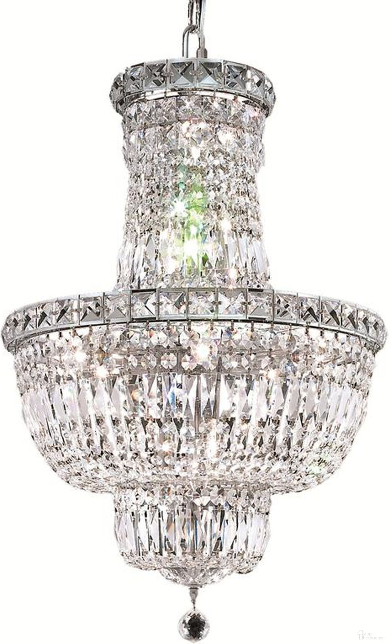 Tranquil 18" Chrome 12 Light Pendant With Clear Royal Cut Crystal Trim