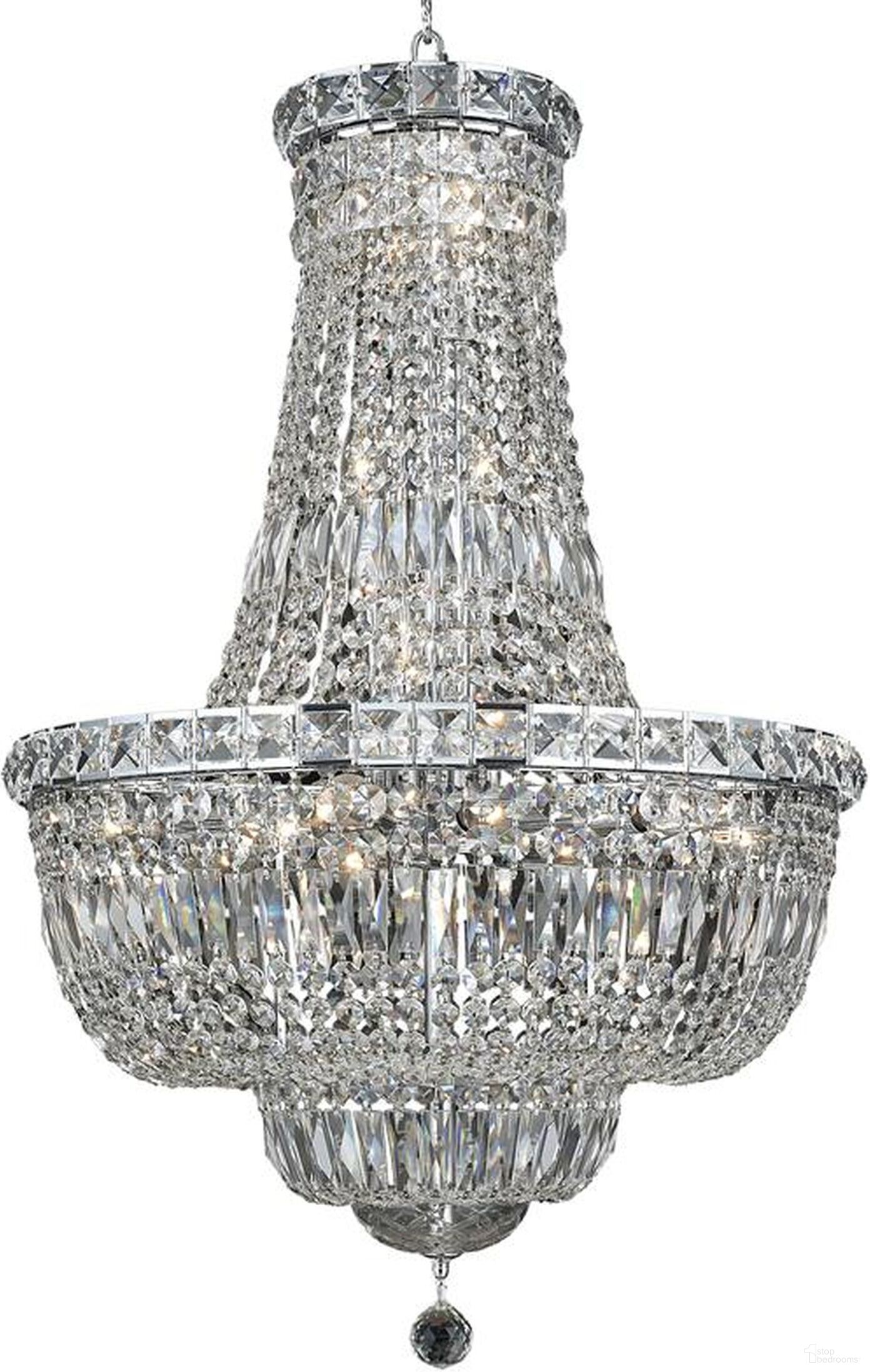 Tranquil 22" Chrome 22 Light Chandelier With Clear Royal Cut Crystal Trim