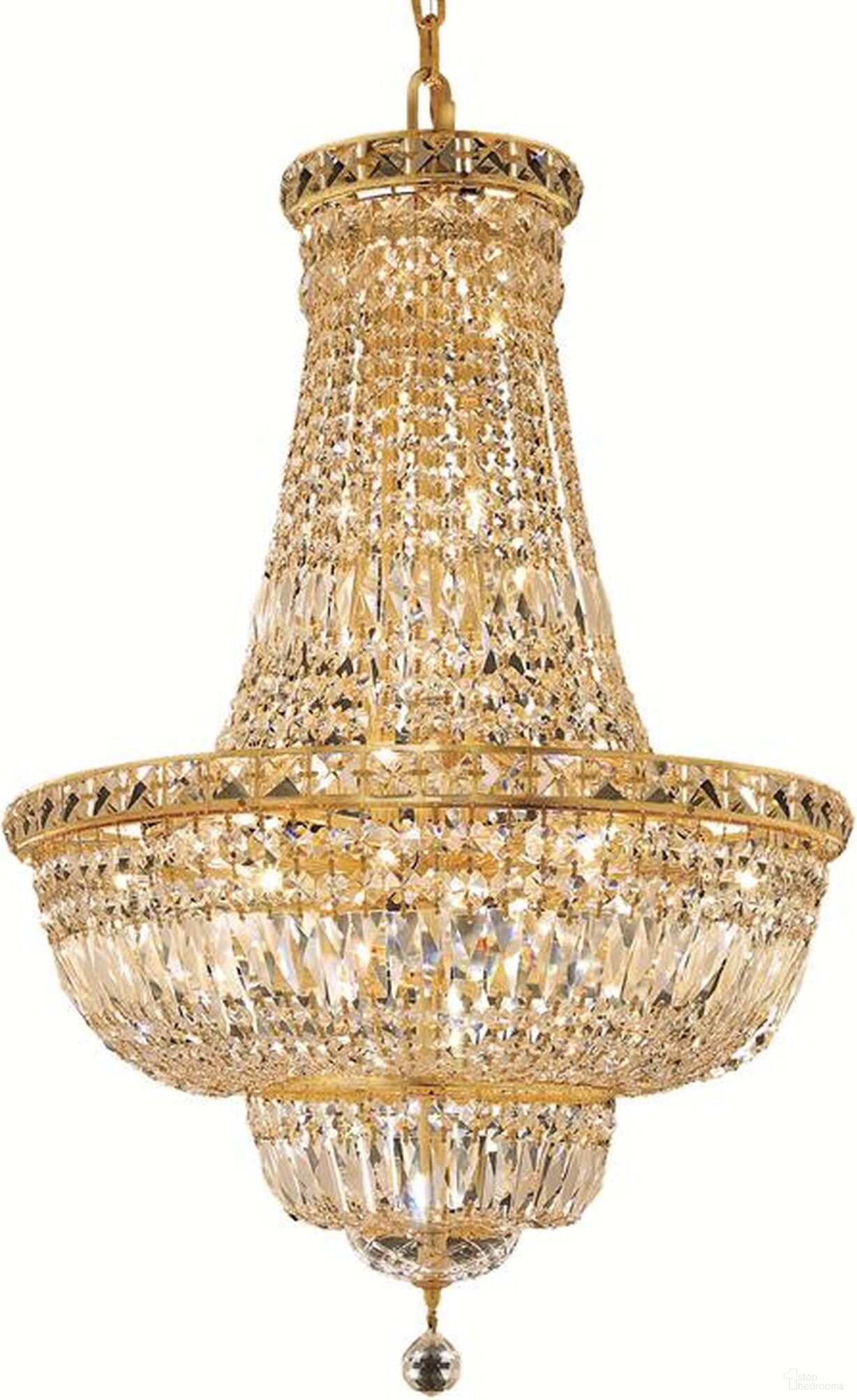 Tranquil 22" Gold 22 Light Chandelier With Clear Royal Cut Crystal Trim