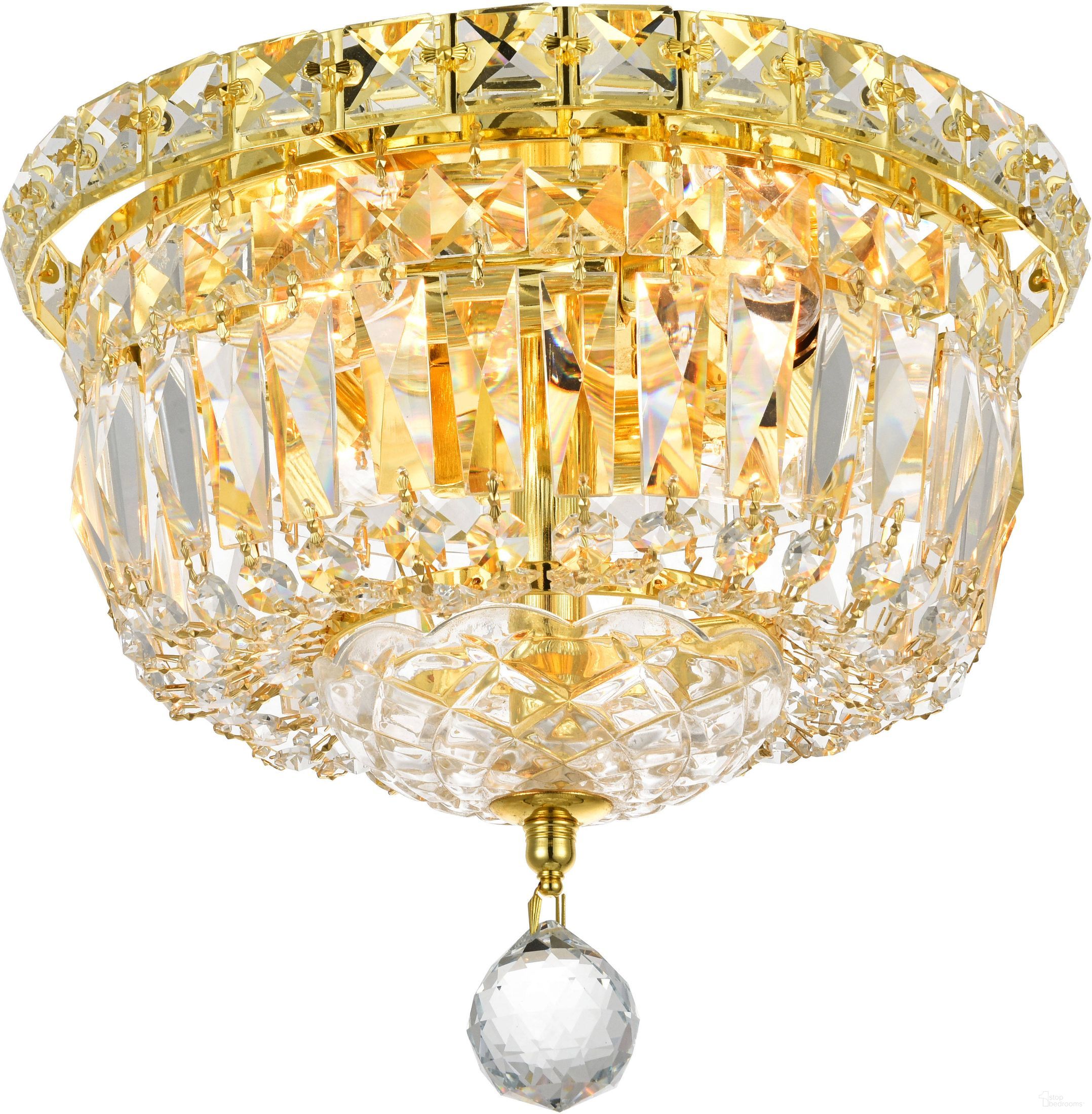 Tranquil 10" Gold 4 Light Flush Mount With Clear Royal Cut Crystal Trim