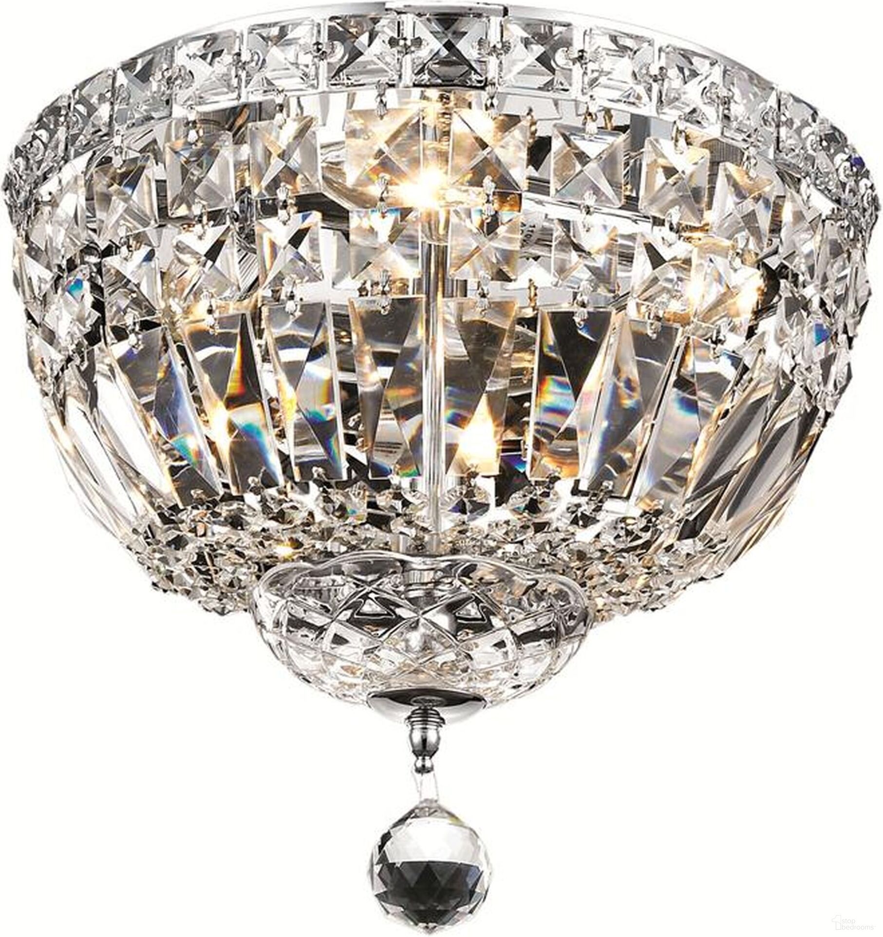 Tranquil 12" Chrome 4 Light Flush Mount With Clear Royal Cut Crystal Trim