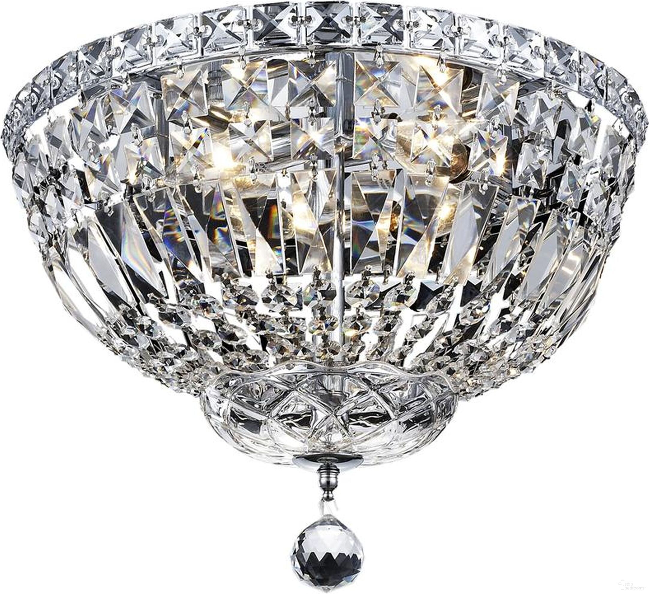 Tranquil 14" Chrome 4 Light Flush Mount With Clear Royal Cut Crystal Trim