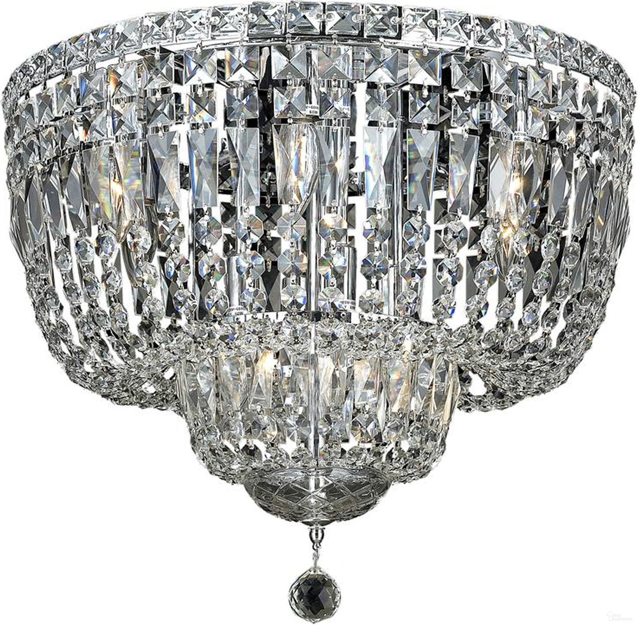 Tranquil 20" Chrome 10 Light Flush Mount With Clear Royal Cut Crystal Trim