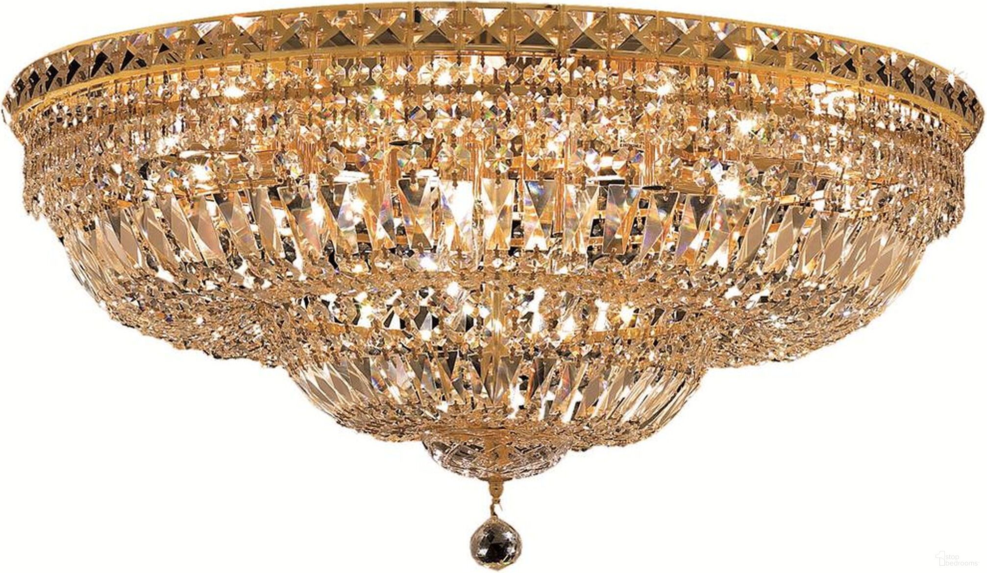 Tranquil 30" Gold 18 Light Flush Mount With Clear Royal Cut Crystal Trim