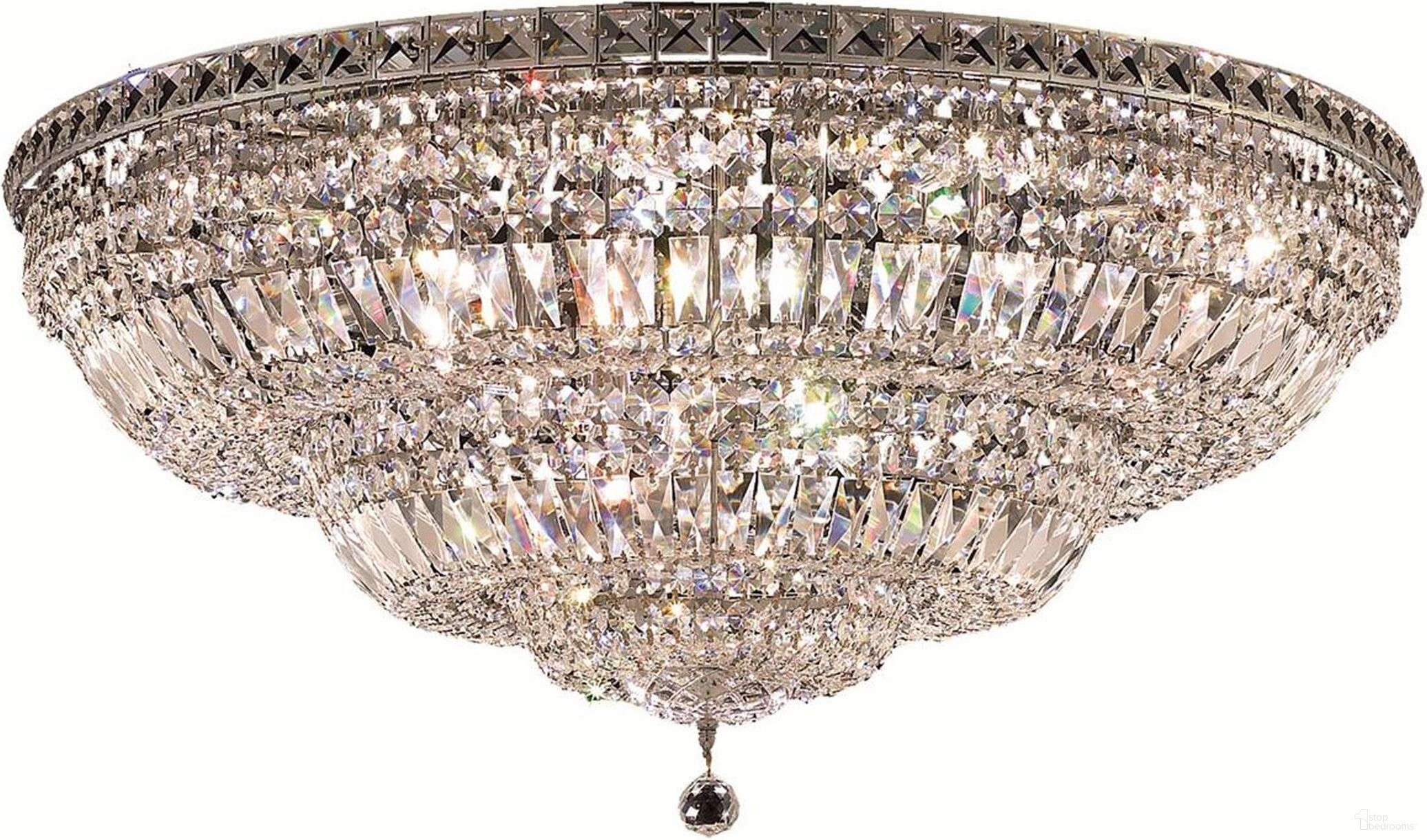 Tranquil 36" Chrome 21 Light Flush Mount With Clear Royal Cut Crystal Trim