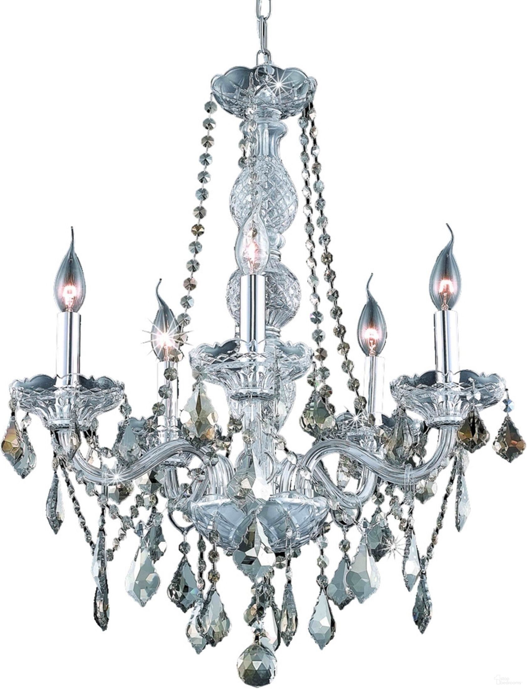 The appearance of V7855d21c GtRc Verona 21" Chrome 5 Light Chandelier With Golden Teak Royal Cut Crystal Trim designed by Elegant Lighting in the modern / contemporary interior design. This gold teal piece of furniture was selected by 1StopBedrooms from Verona Collection to add a touch of cosiness and style into your home. Sku: V7855D21C-GT/RC. Material: Glass.