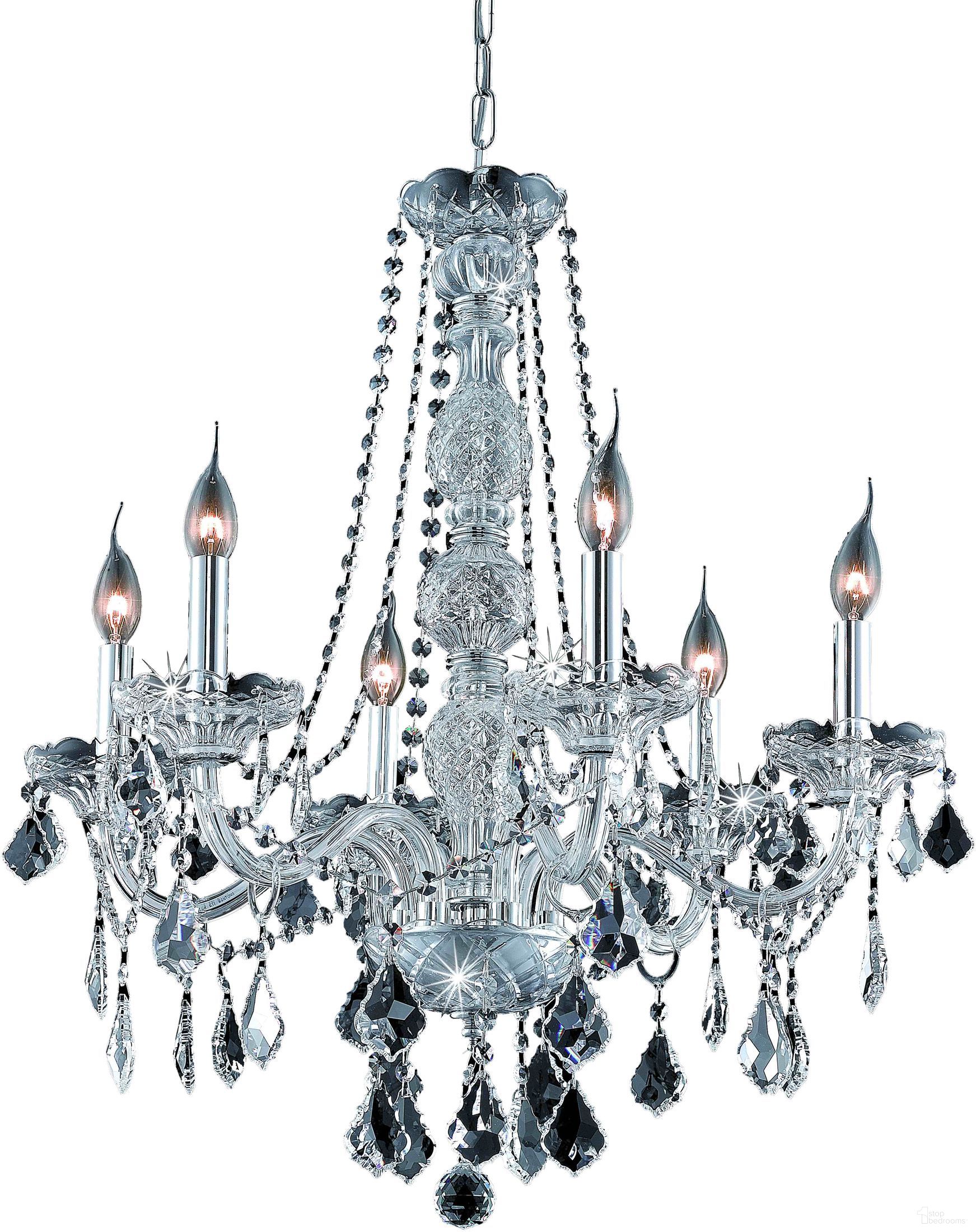 The appearance of V7856d24cRc Verona 24" Chrome 6 Light Chandelier With Clear Royal Cut Crystal Trim designed by Elegant Lighting in the modern / contemporary interior design. This chrome piece of furniture was selected by 1StopBedrooms from Verona Collection to add a touch of cosiness and style into your home. Sku: V7856D24C/RC. Material: Glass.