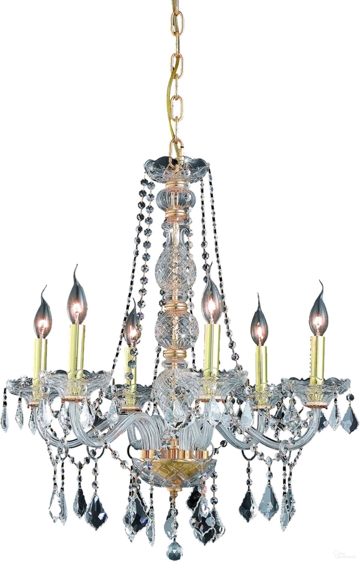 The appearance of V7856d24gRc Verona 24" Gold 6 Light Chandelier With Clear Royal Cut Crystal Trim designed by Elegant Lighting in the modern / contemporary interior design. This clear/gold piece of furniture was selected by 1StopBedrooms from Verona Collection to add a touch of cosiness and style into your home. Sku: V7856D24G/RC. Material: Glass.