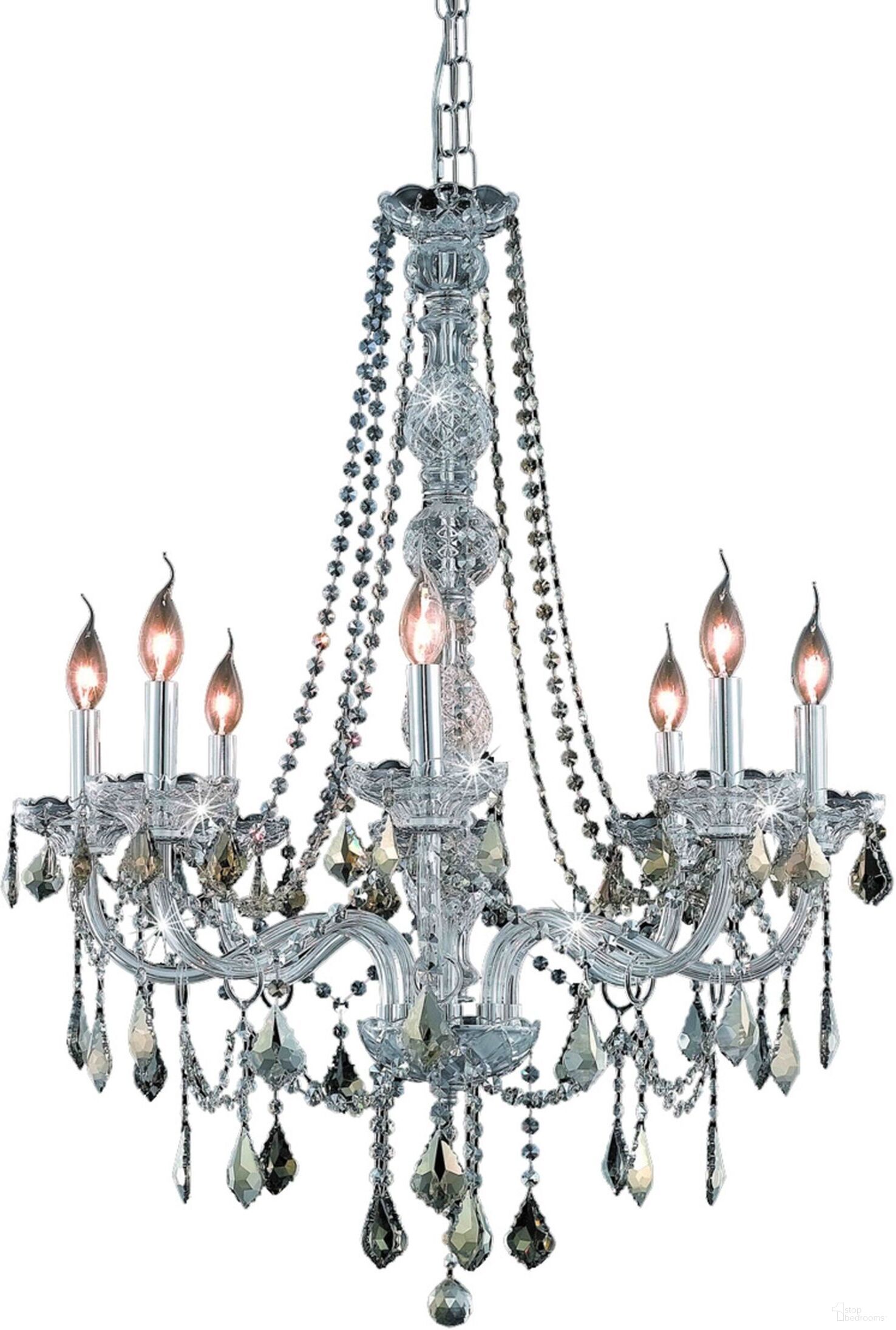 The appearance of V7858d28c GtRc Verona 28" Chrome 8 Light Chandelier With Golden Teak Royal Cut Crystal Trim designed by Elegant Lighting in the modern / contemporary interior design. This gold teal piece of furniture was selected by 1StopBedrooms from Verona Collection to add a touch of cosiness and style into your home. Sku: V7858D28C-GT/RC. Material: Glass.